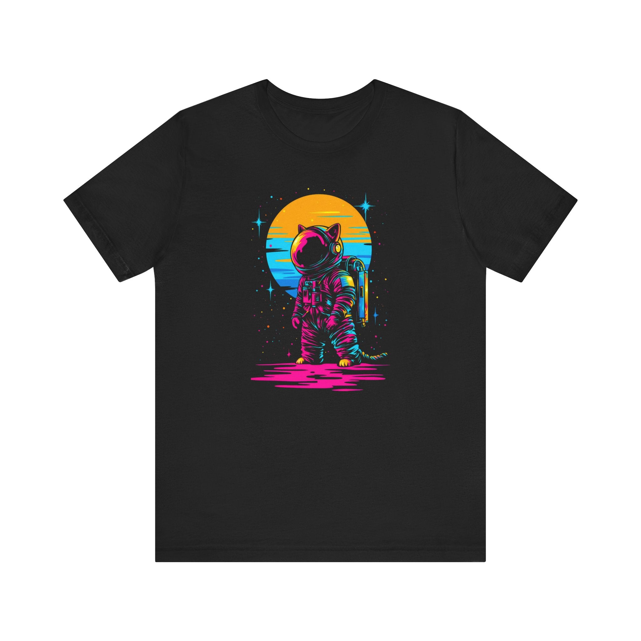 Neon Sunset Astronaut Cat T-Shirt