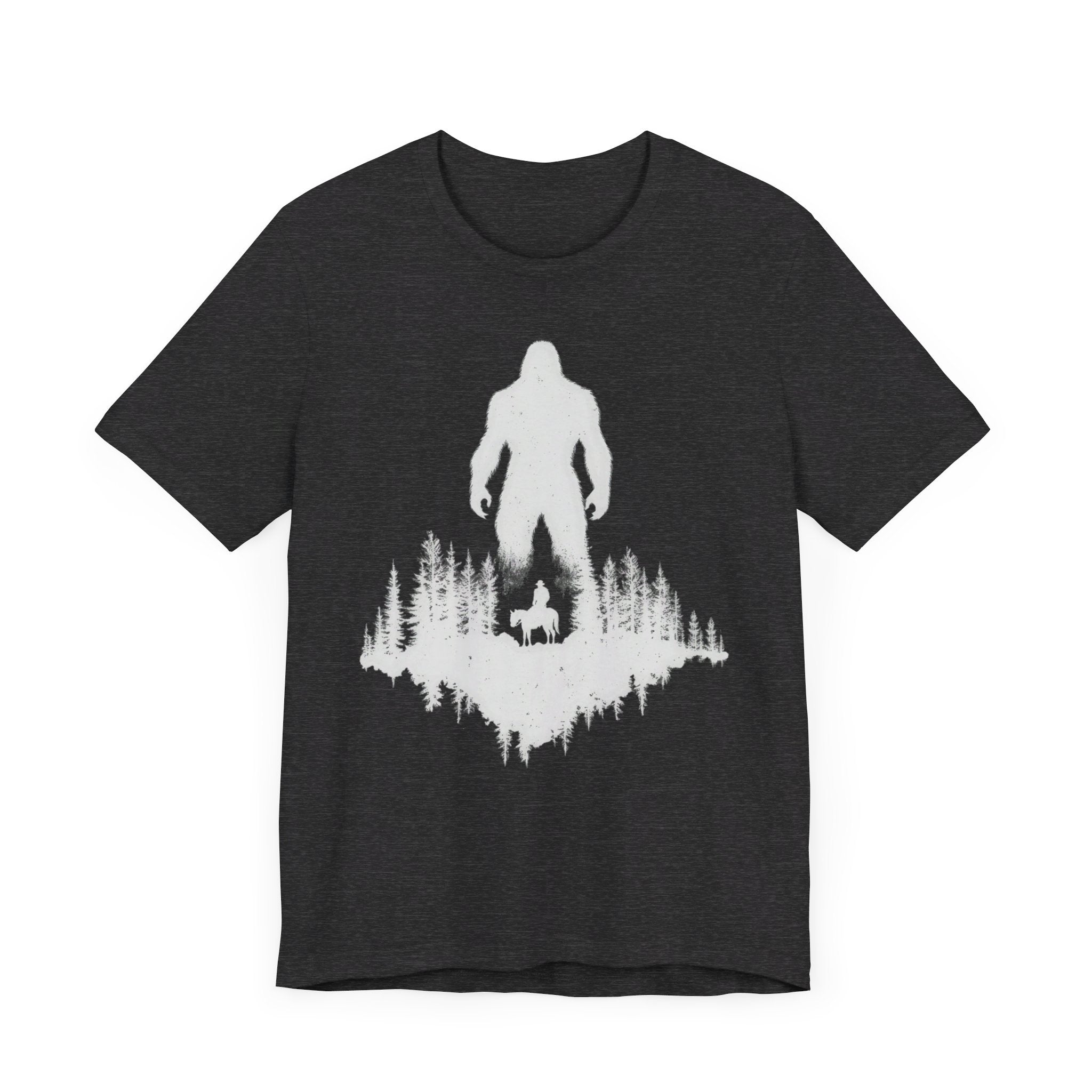 Bigfoot Silhouette Forest T-Shirt Mysterious Adventure Design