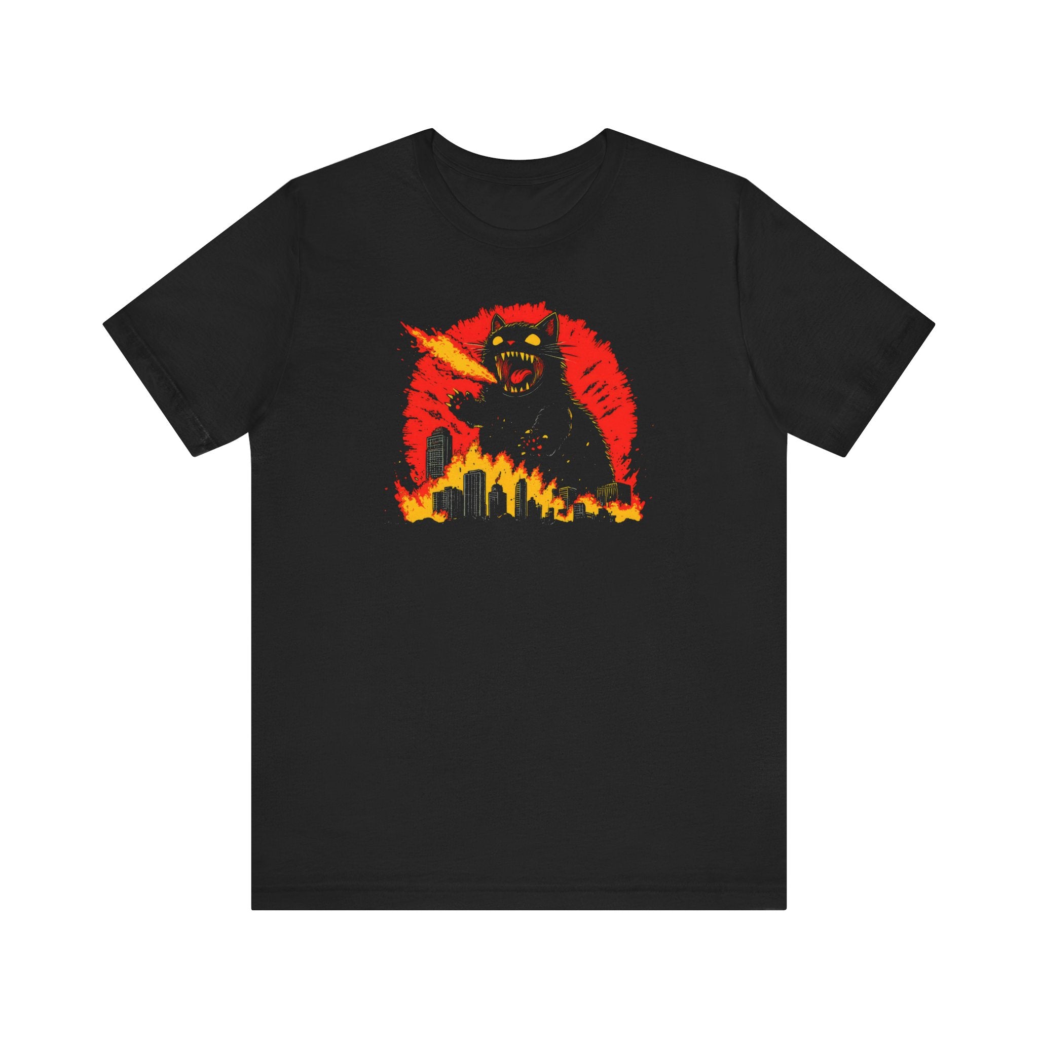 Catzilla Firestorm T-Shirt Fierce Cat Flame Attack Design