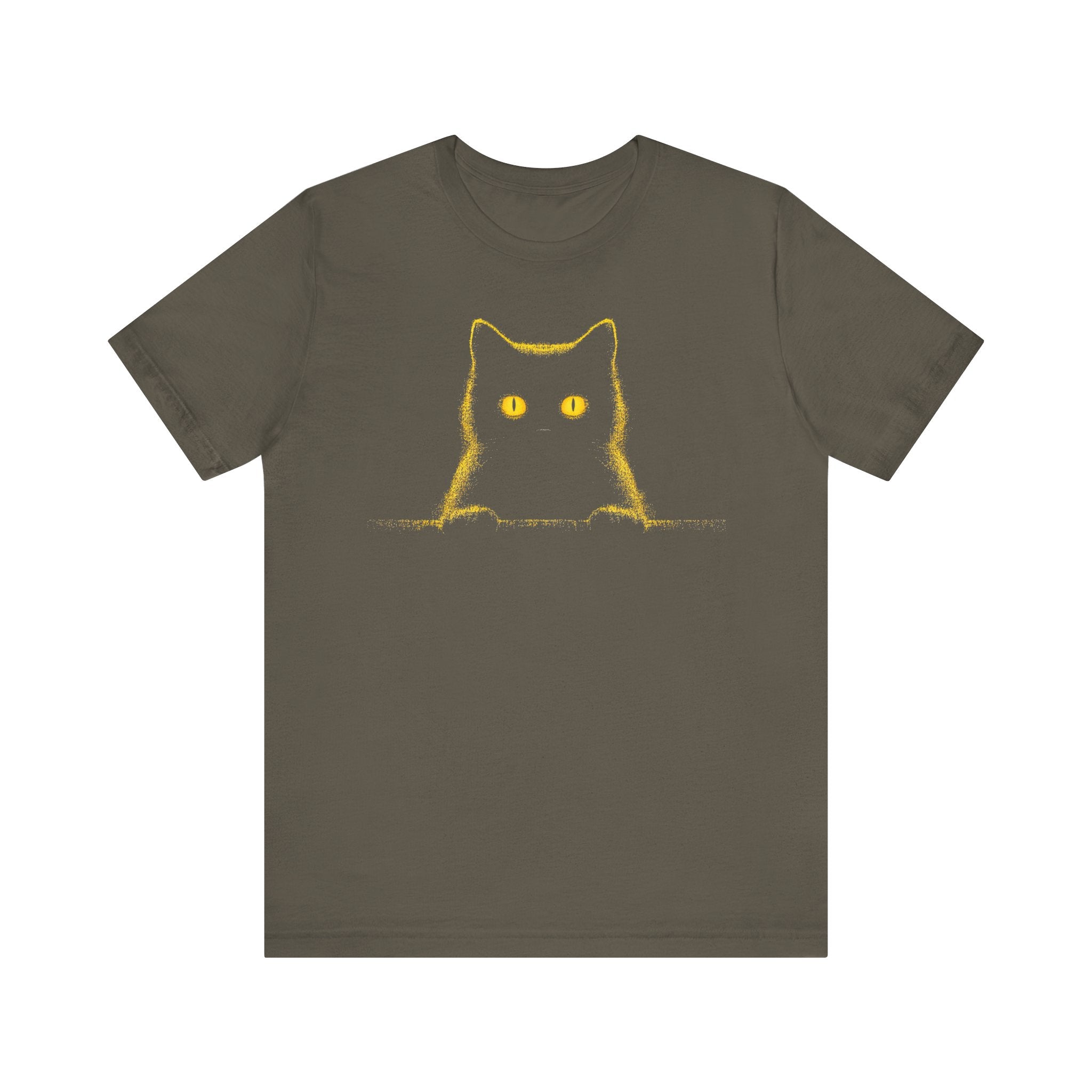 Glowing Eyes Black Cat Graphic Tee – Mysterious Feline Lover Shirt