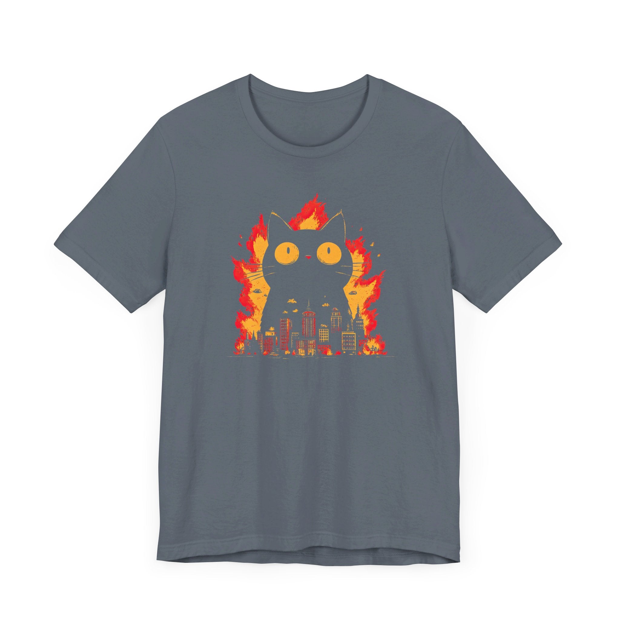 Catzilla Inferno T-Shirt Black Cat Fire City Design