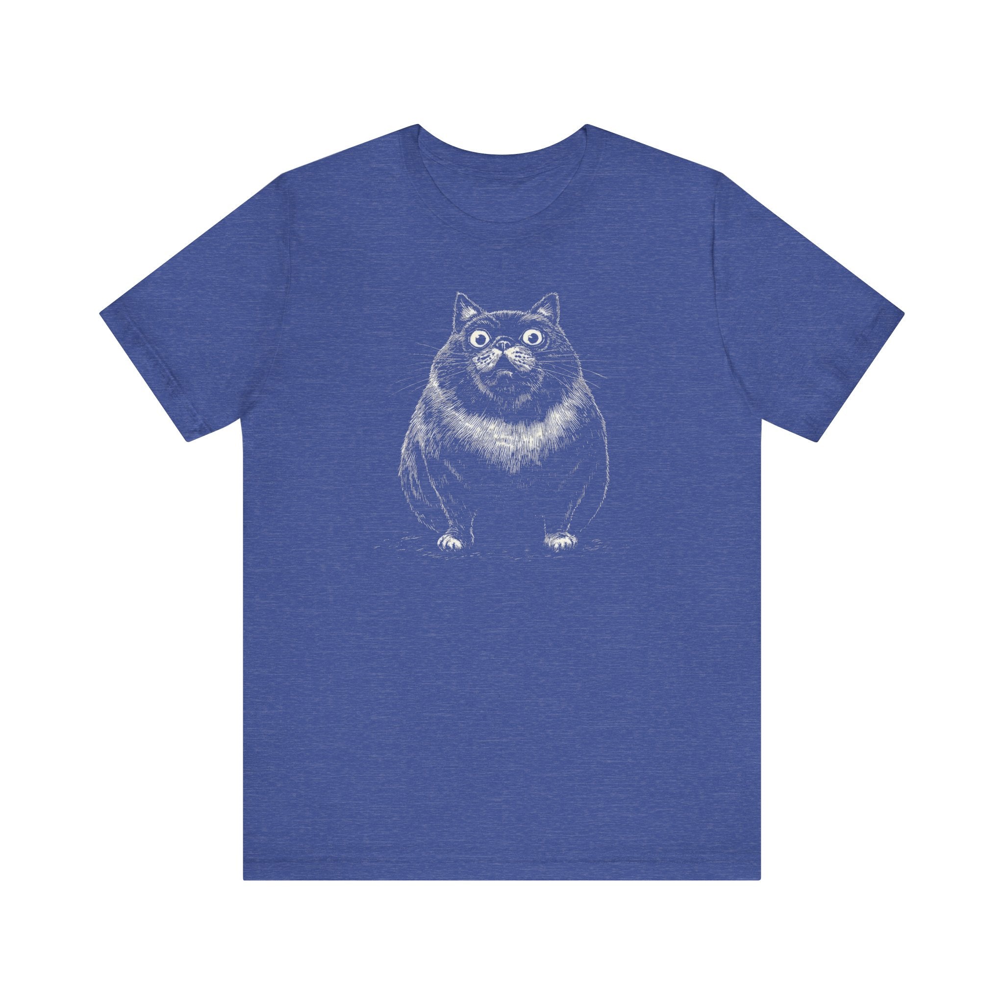 Wide-Eyed Chubby Cat T-Shirt – Adorable and Quirky Cat Lover Tee