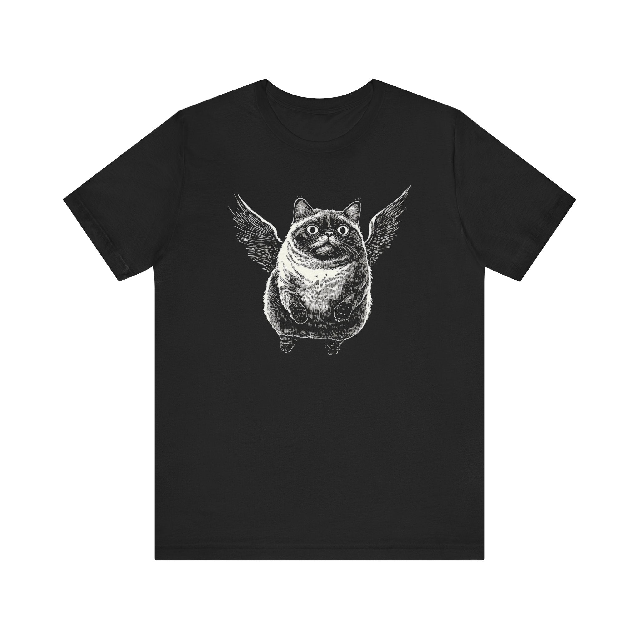 Chubby Flying Cat with Wings Graphic T-Shirt