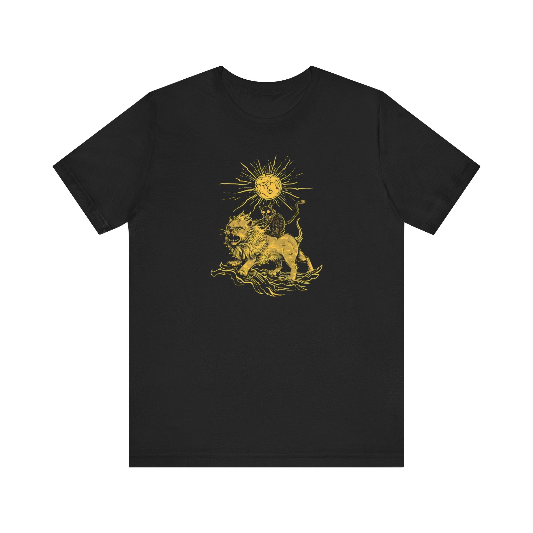 Cat Riding Lion Sunburst T-Shirt