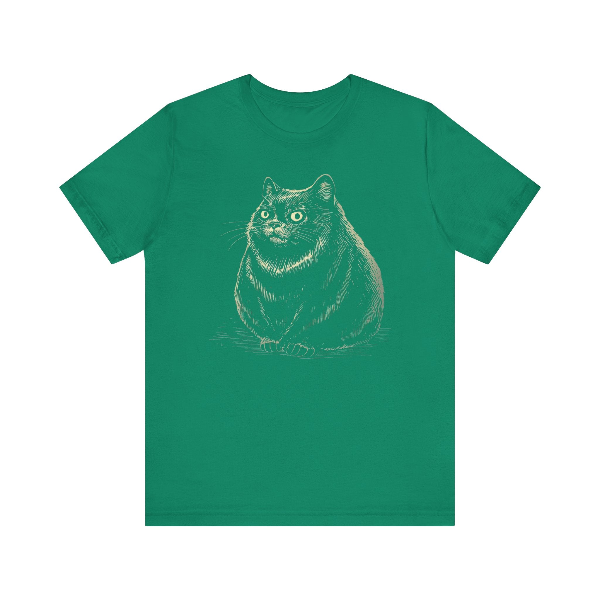 Curious Chonky Cat T-Shirt Cute and Quirky Design