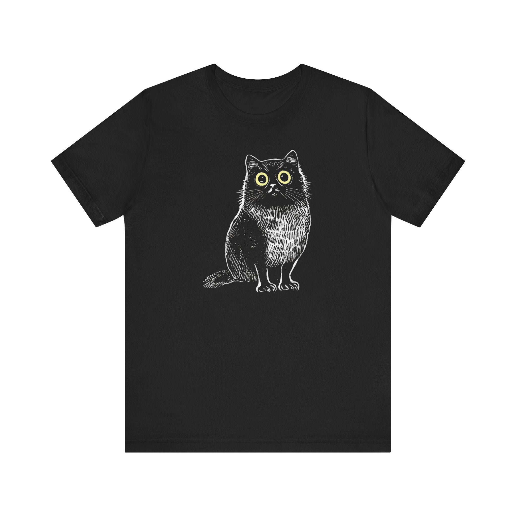 Wide-Eyed Cat-Owl Creature Graphic Tee