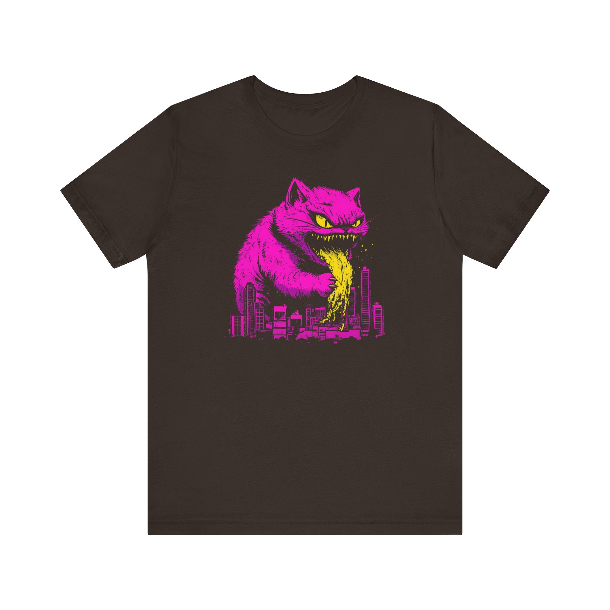 Catzilla Neon Fury T-Shirt Pink Monster Cat Design