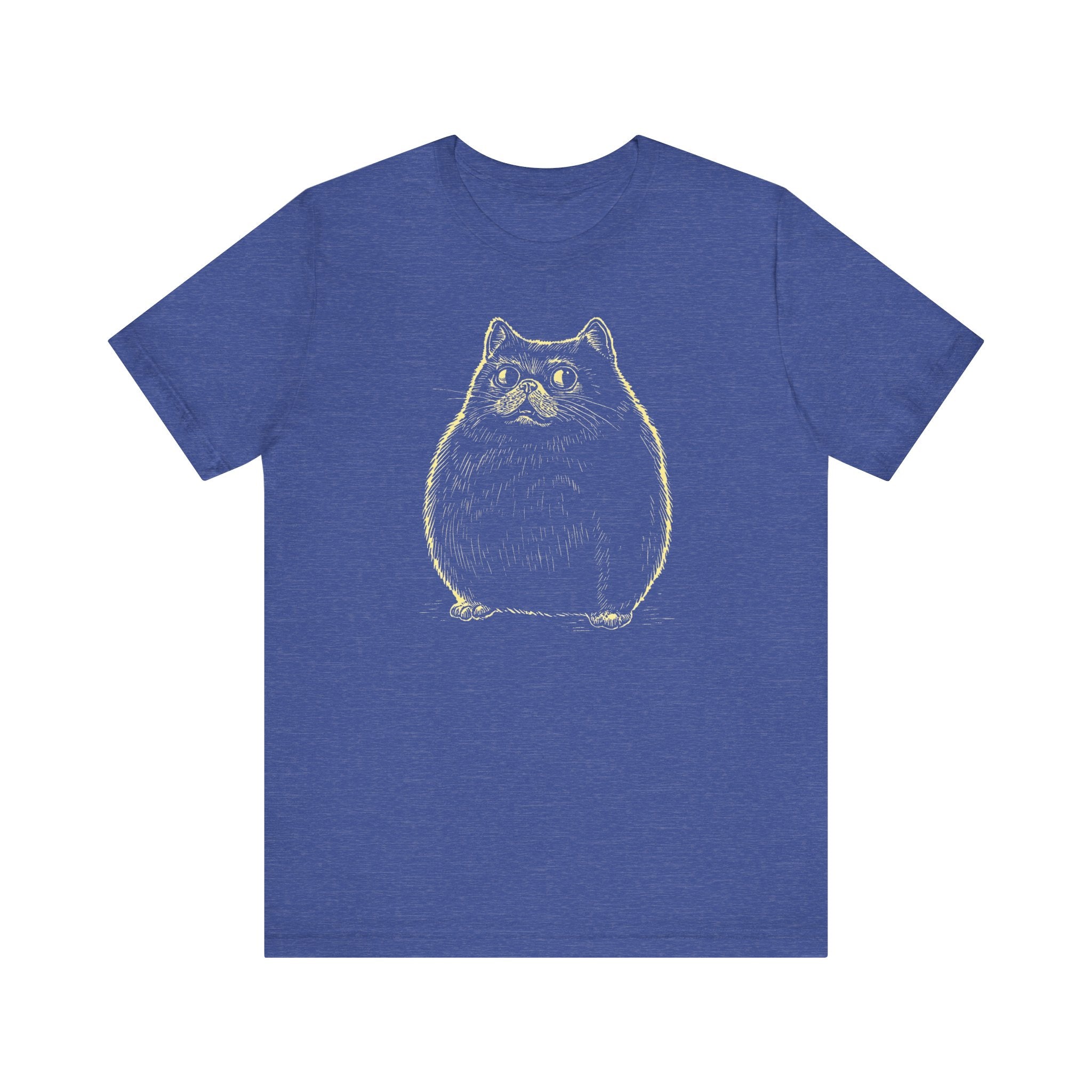 Chubby Black Cat Illustration T-Shirt