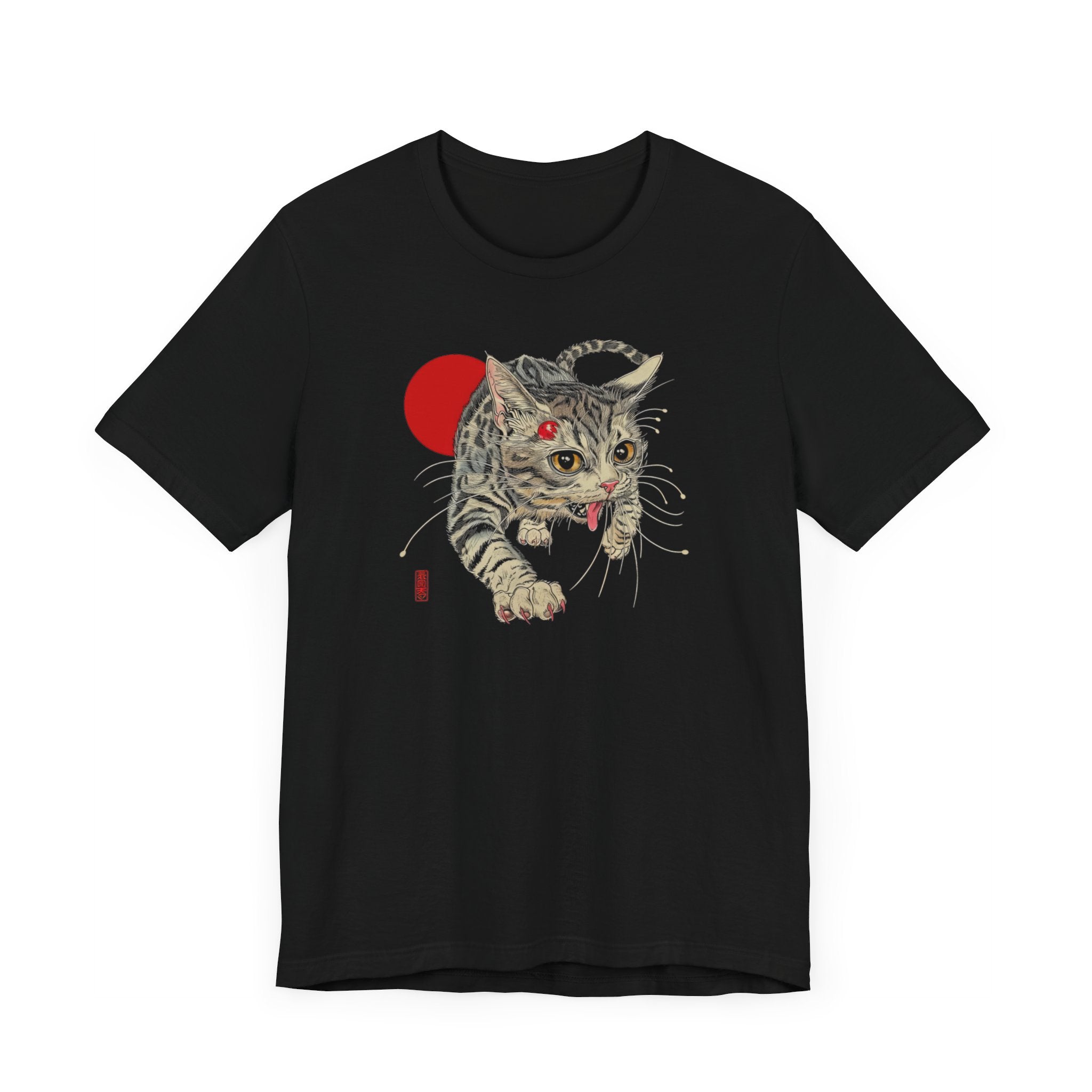 Japanese Art Cat T-Shirt - Bold Feline Graphic Tee