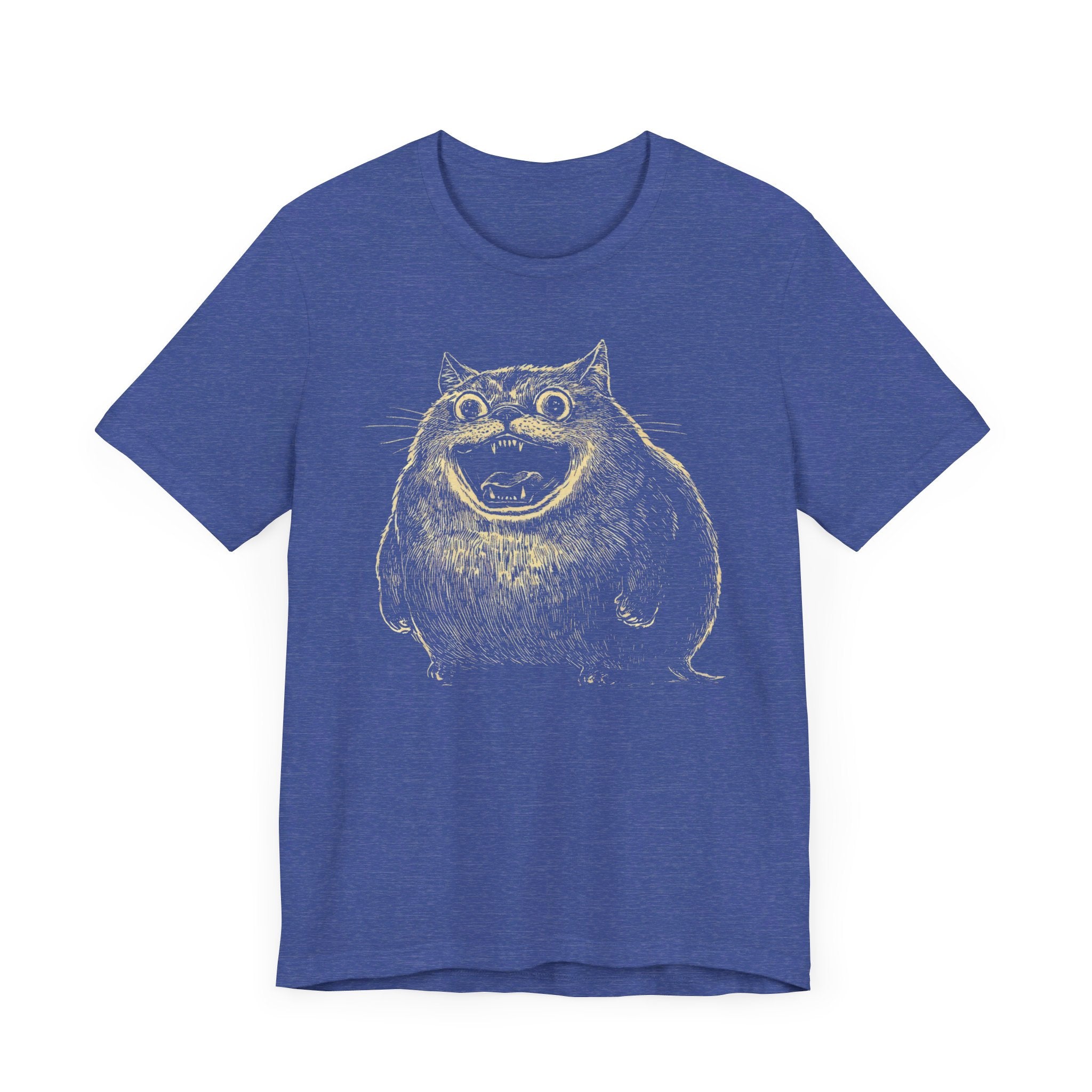 Hilarious Chonky Cat T-Shirt Cartoon Grinning Cat Tee