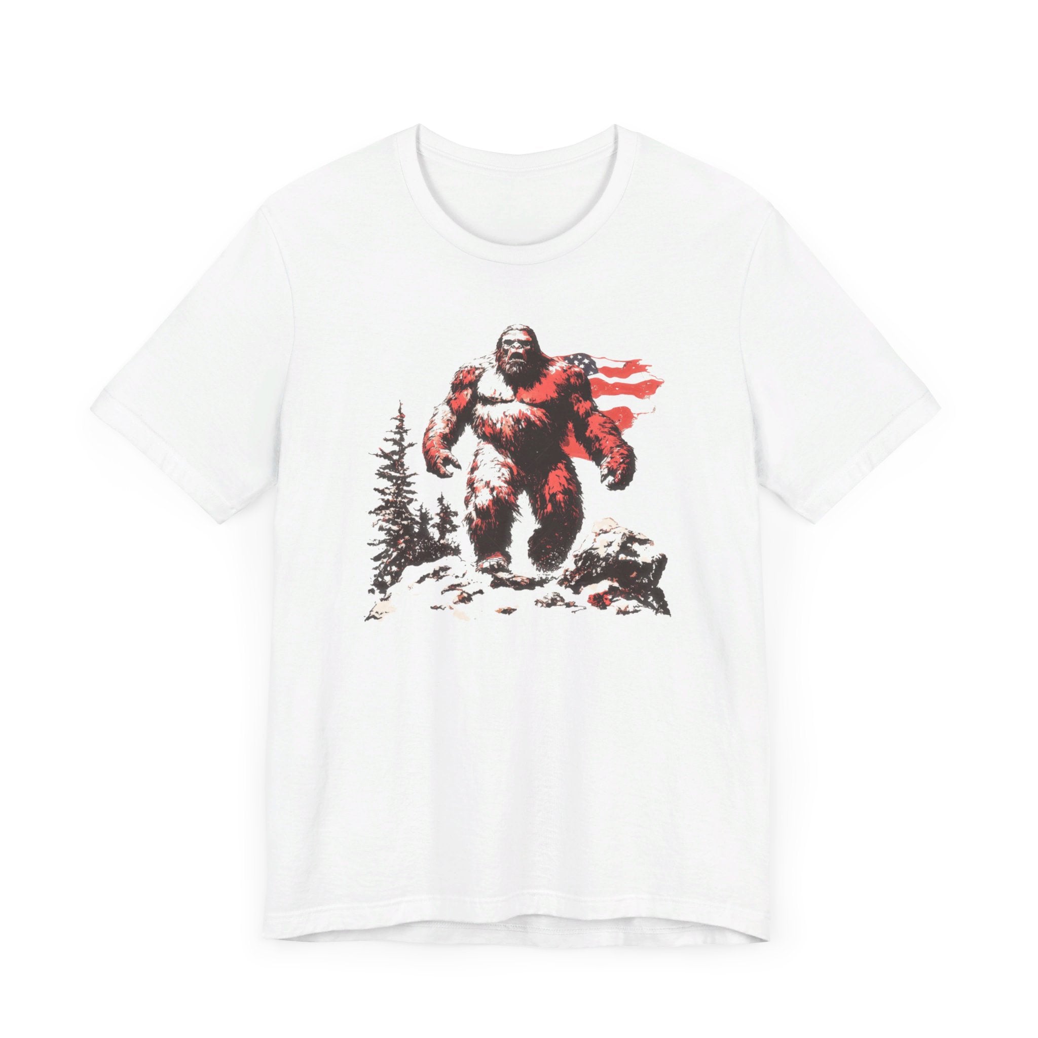 Patriotic Bigfoot T-Shirt American Flag Design