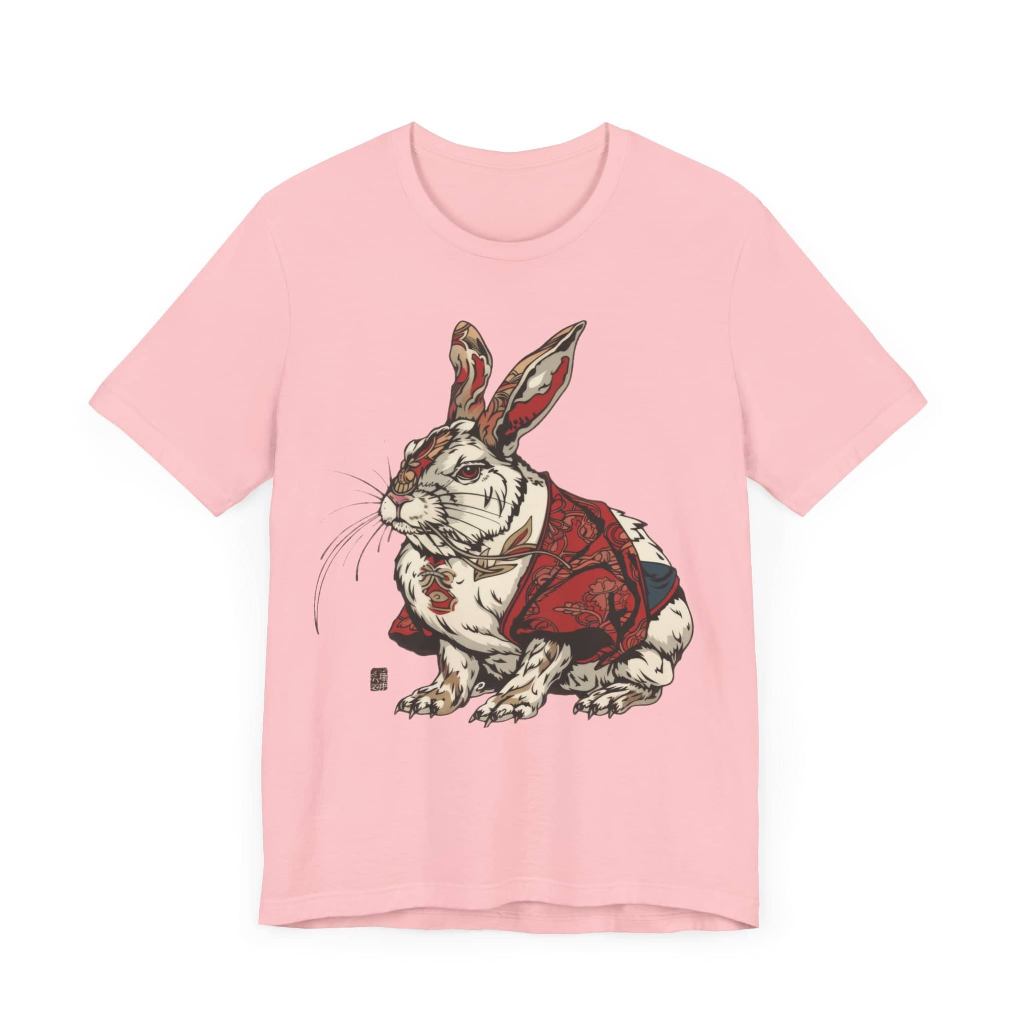 Intricate Samurai Rabbit T-Shirt, Japanese Warrior Bunny Design, Artistic Animal Graphic Tee, Traditional Japan Inspired Rabbit Art Tee