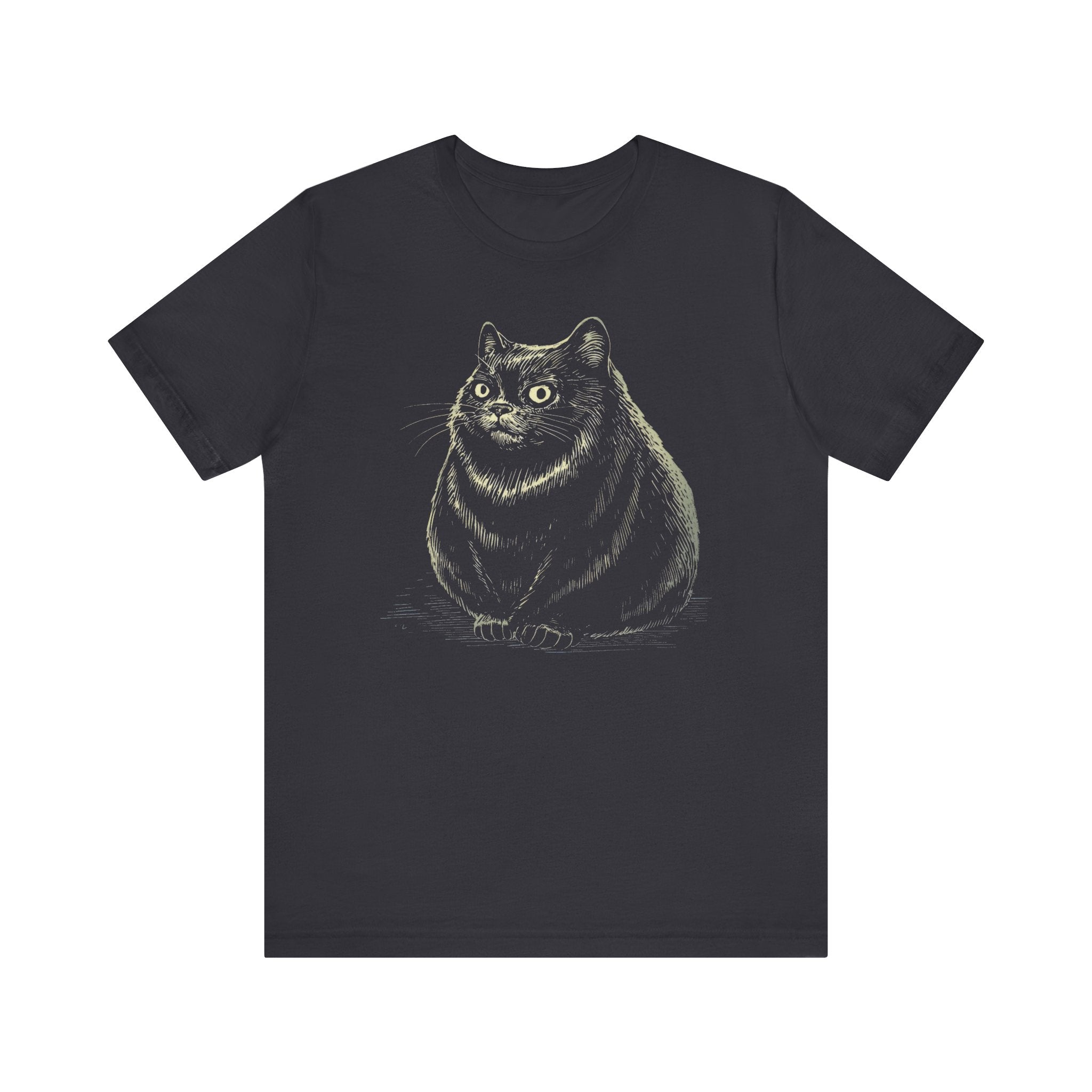 Curious Chonky Cat T-Shirt Cute and Quirky Design