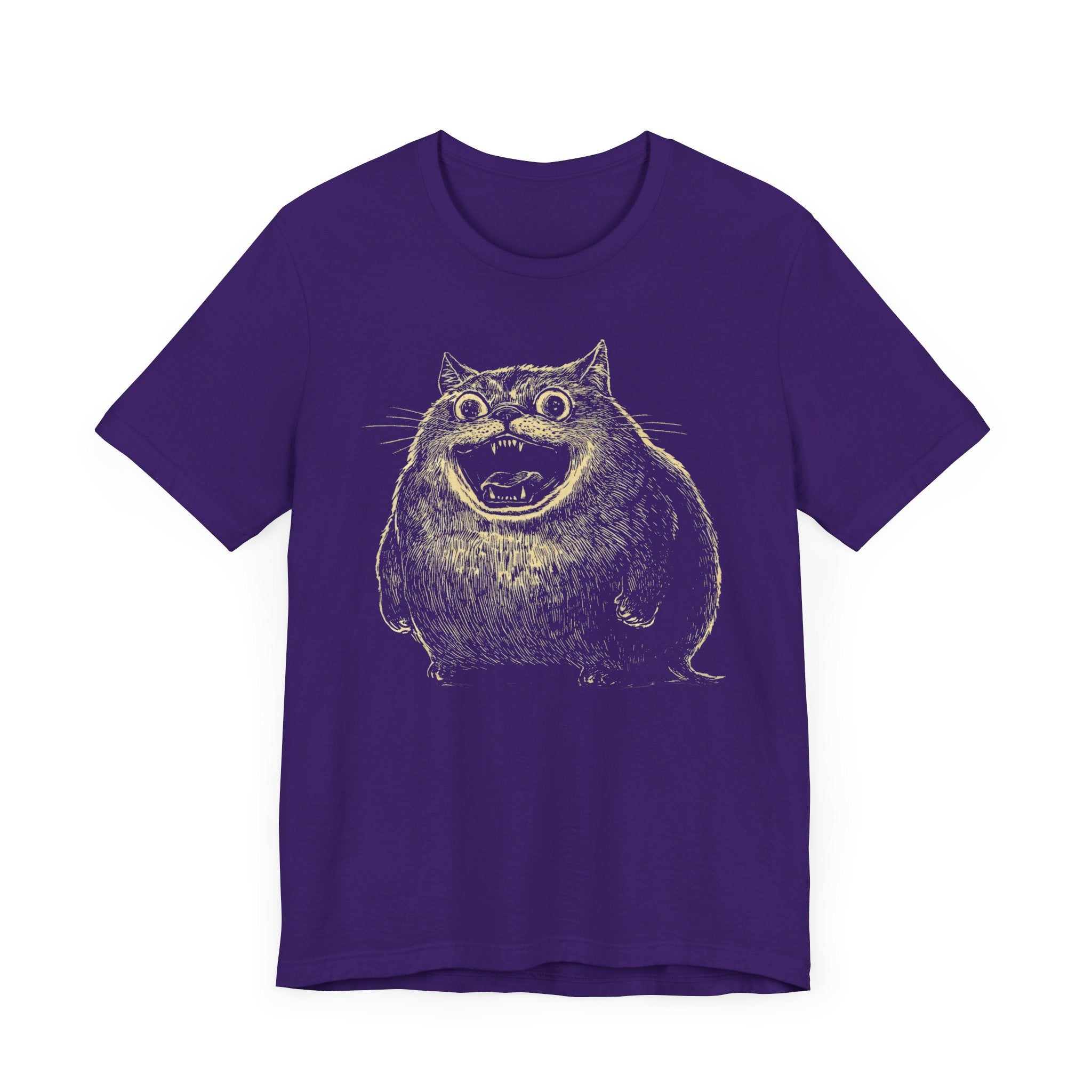 Hilarious Chonky Cat T-Shirt Cartoon Grinning Cat Tee