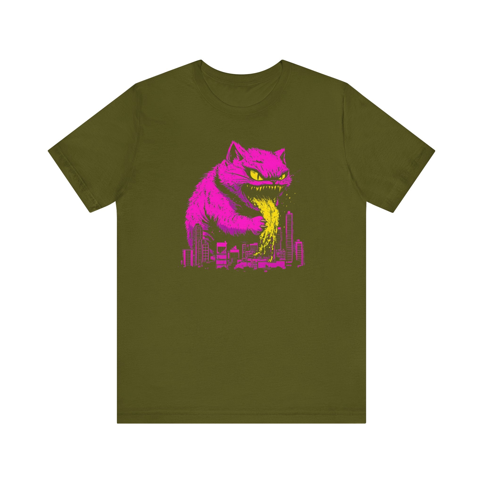 Catzilla Neon Fury T-Shirt Pink Monster Cat Design