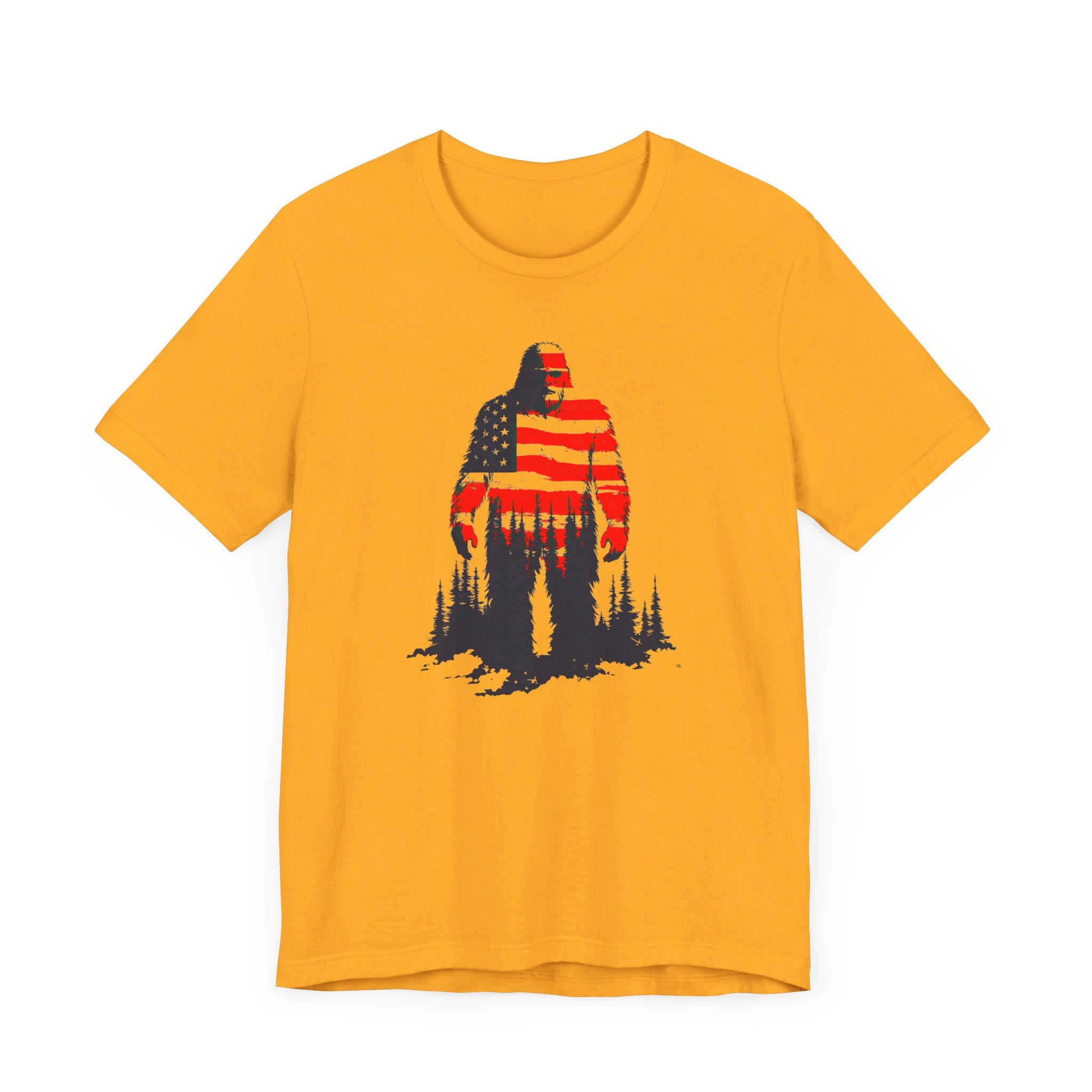 Patriotic Bigfoot T-Shirt American Flag Design