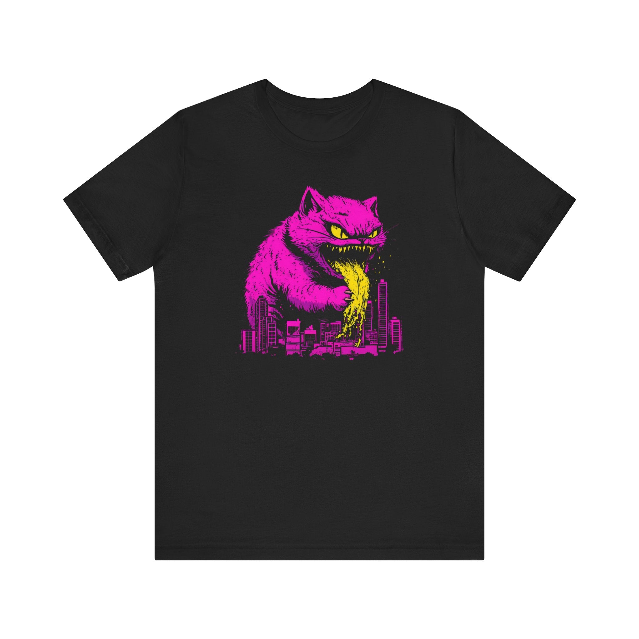 Catzilla Neon Fury T-Shirt Pink Monster Cat Design