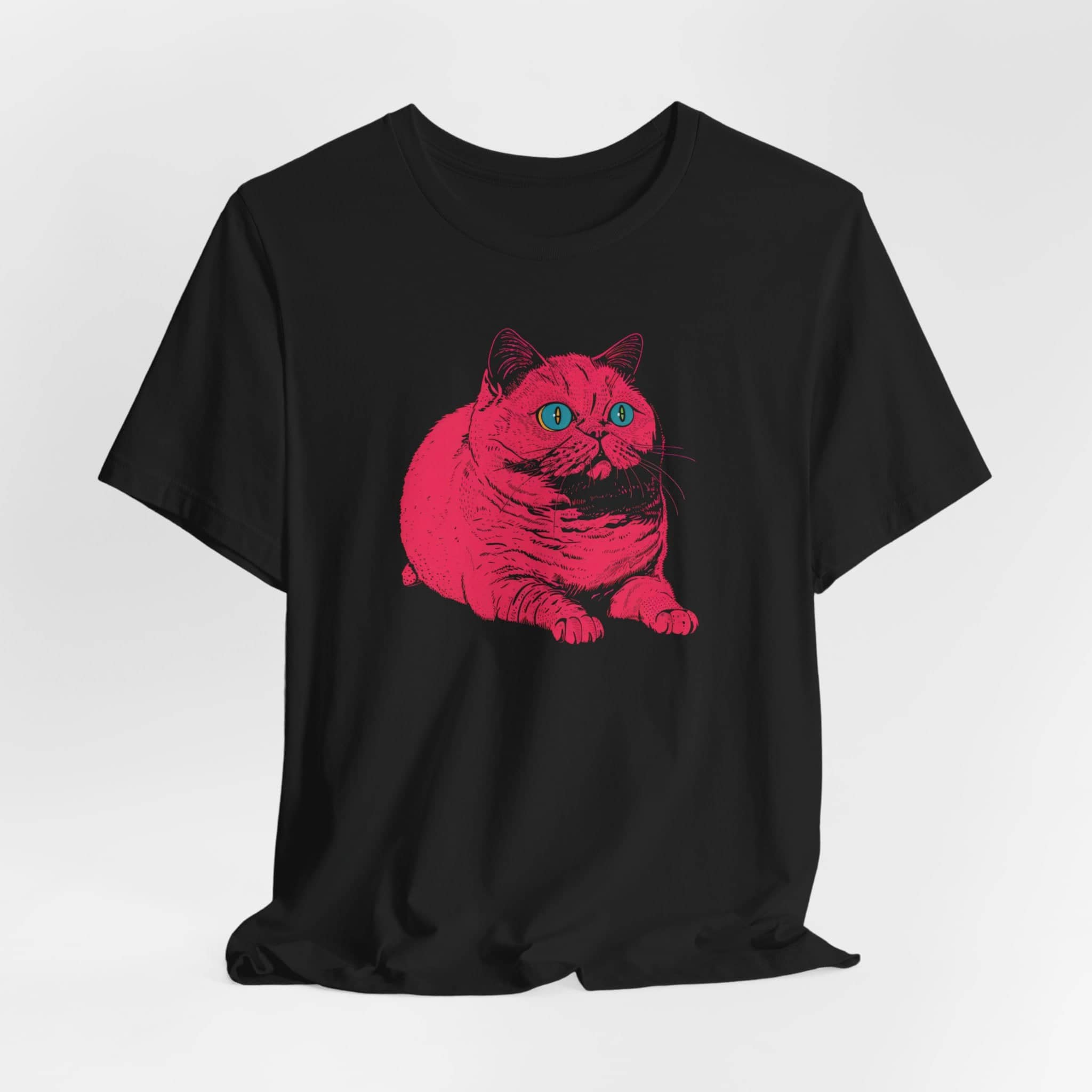 Neon Pink Cat Pop Art T-Shirt