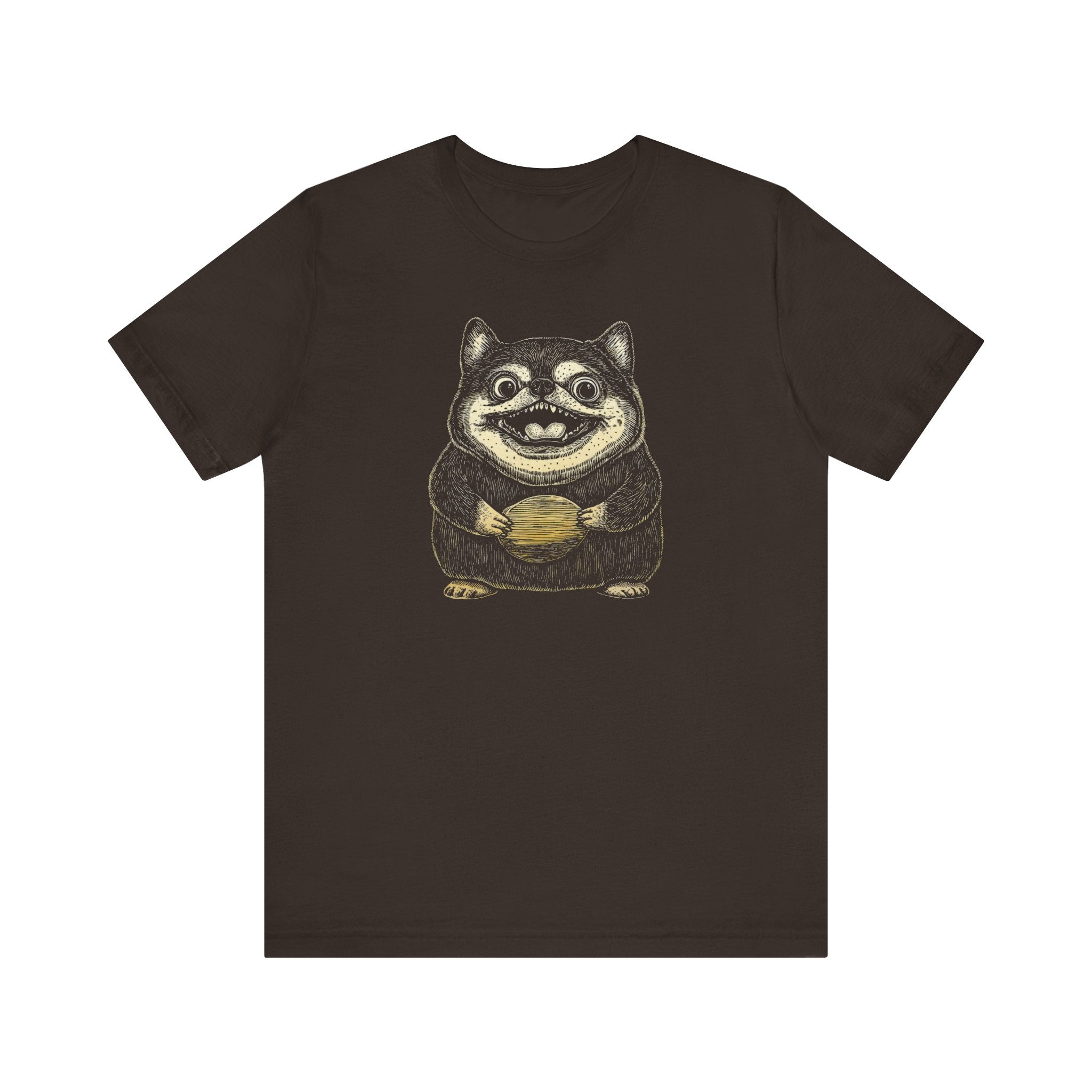 Cute Shiba Inu Holding a Plate Cartoon T-Shirt