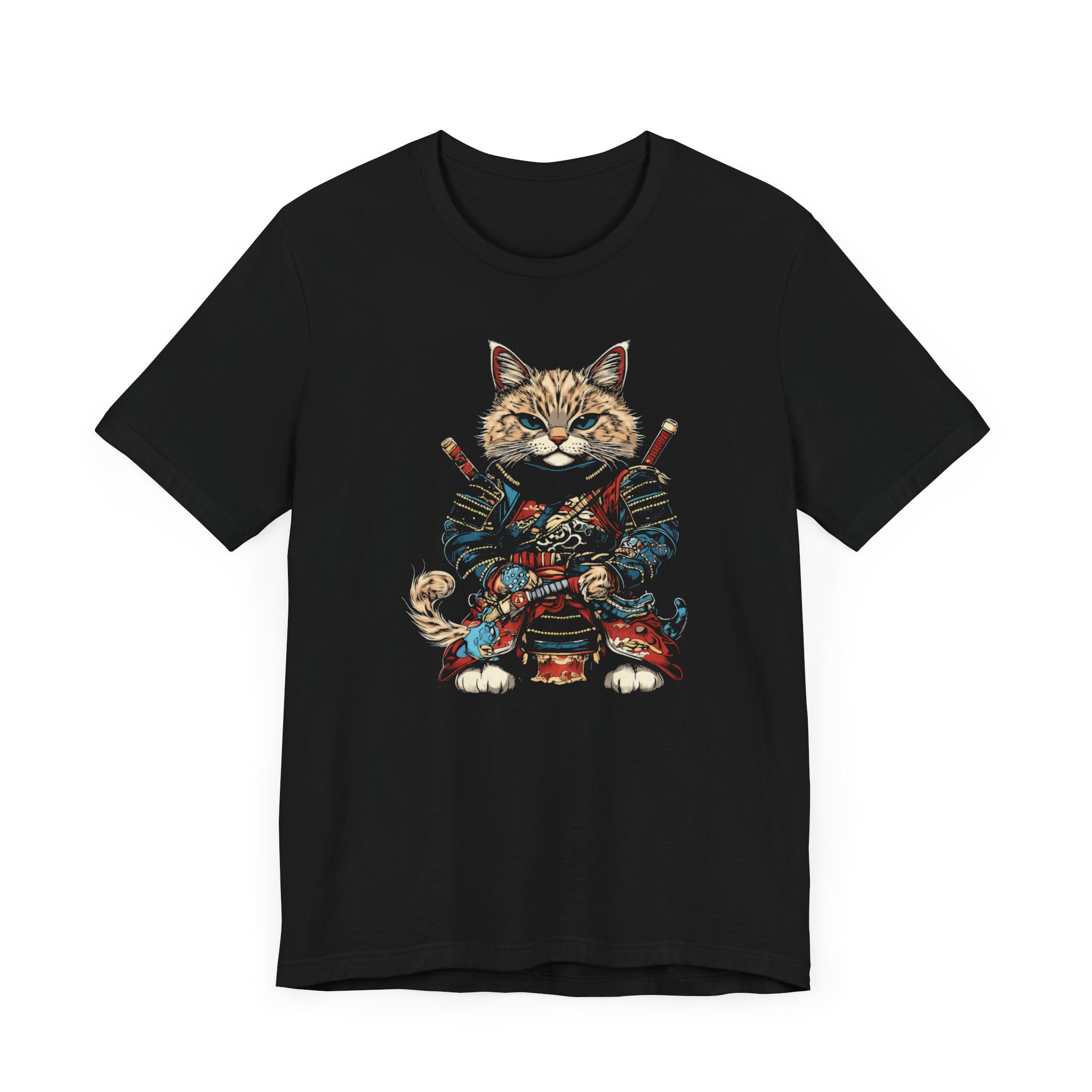 Samurai Cat T-Shirt - Fierce Feline Warrior Design