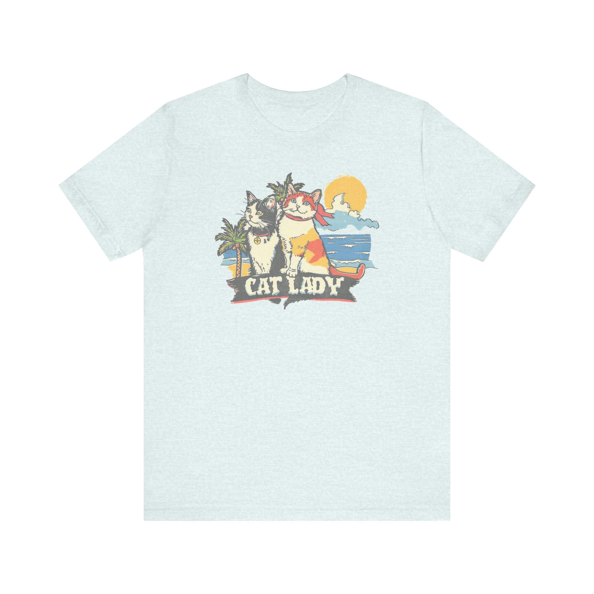 Cat Lady Beach T-Shirt - Fun Summer Feline Graphic Tee