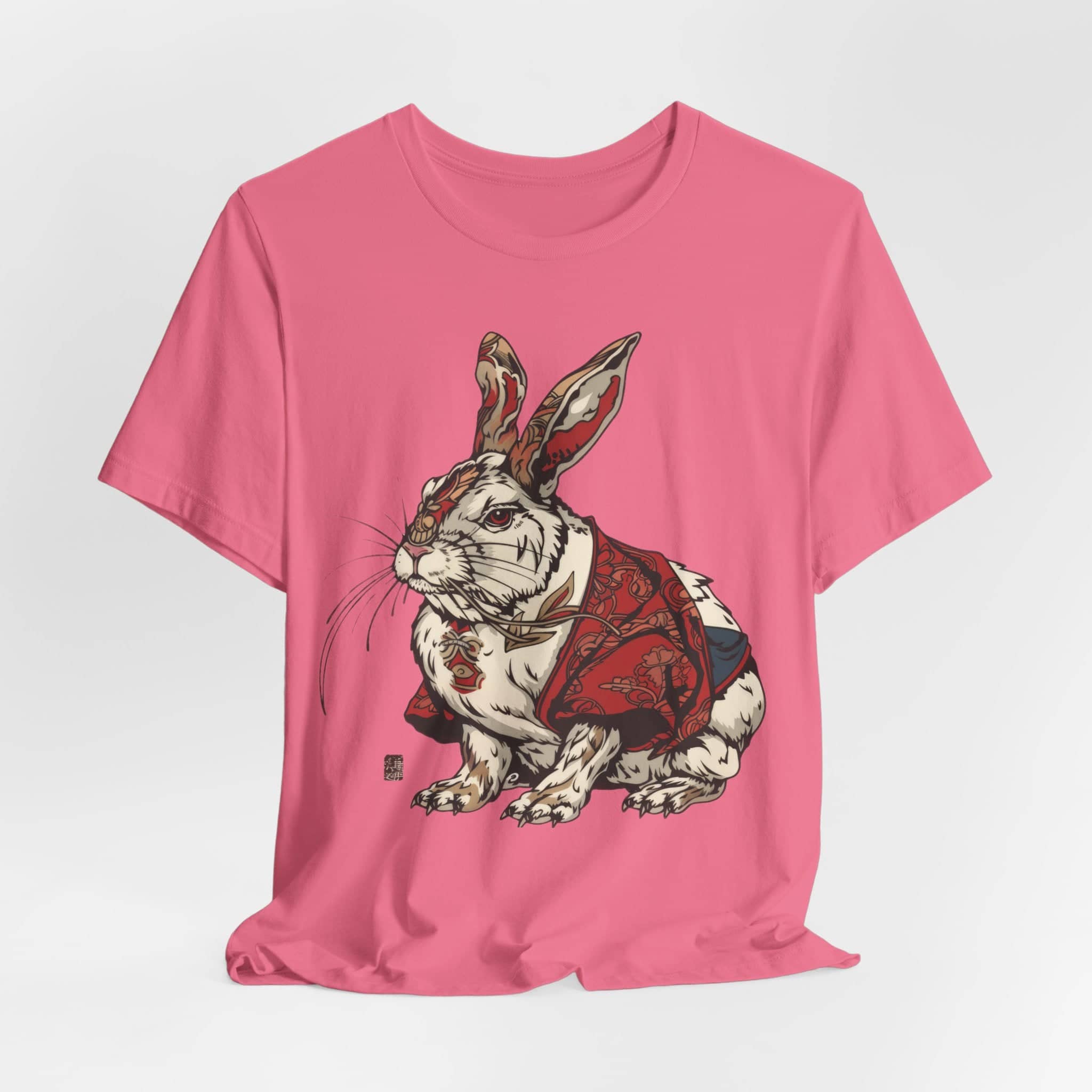 Intricate Samurai Rabbit T-Shirt, Japanese Warrior Bunny Design, Artistic Animal Graphic Tee, Traditional Japan Inspired Rabbit Art Tee