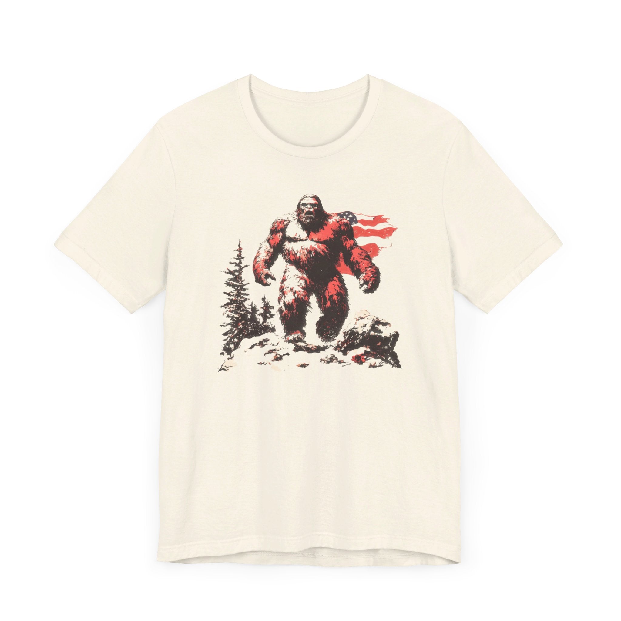 Patriotic Bigfoot T-Shirt American Flag Design