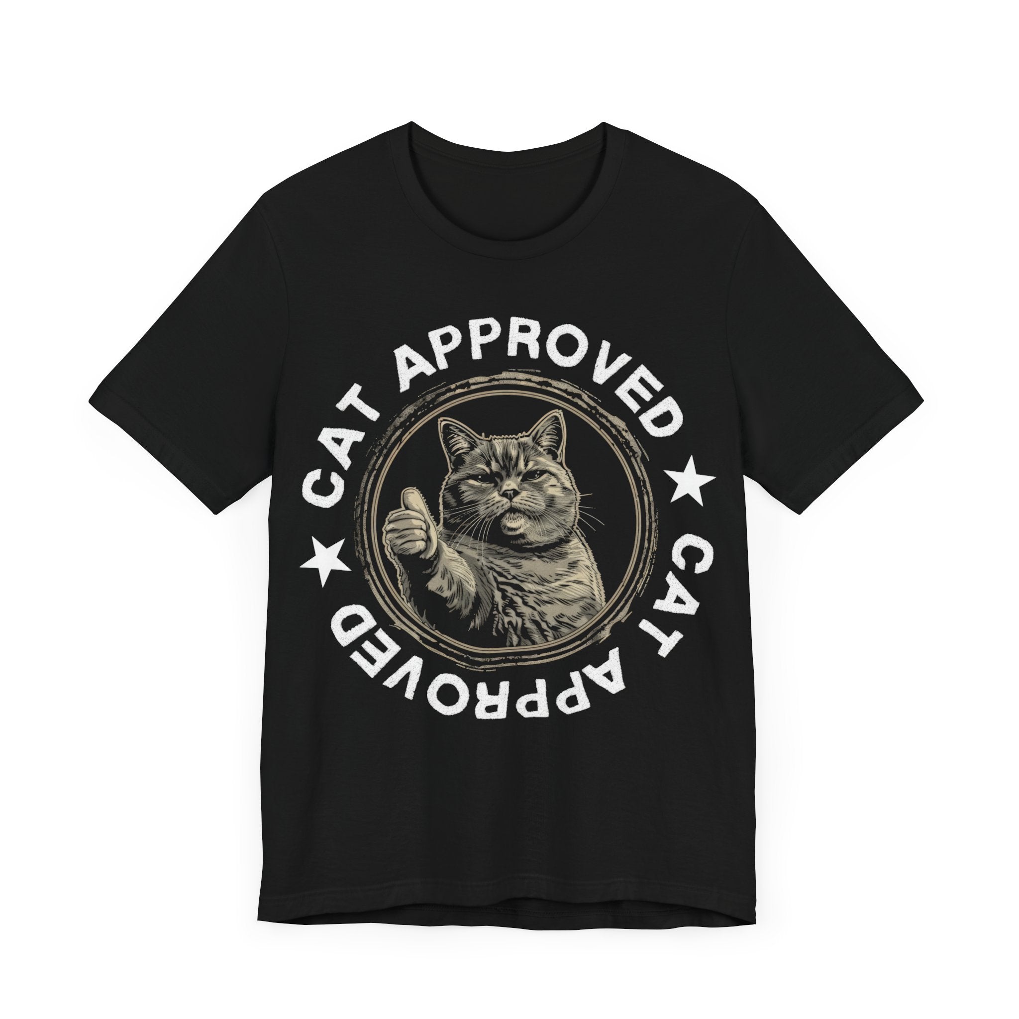 Cat Approved T-Shirt | Unisex Black Tee with Cat Thumbs Up Graphic | Pet Lover Gift