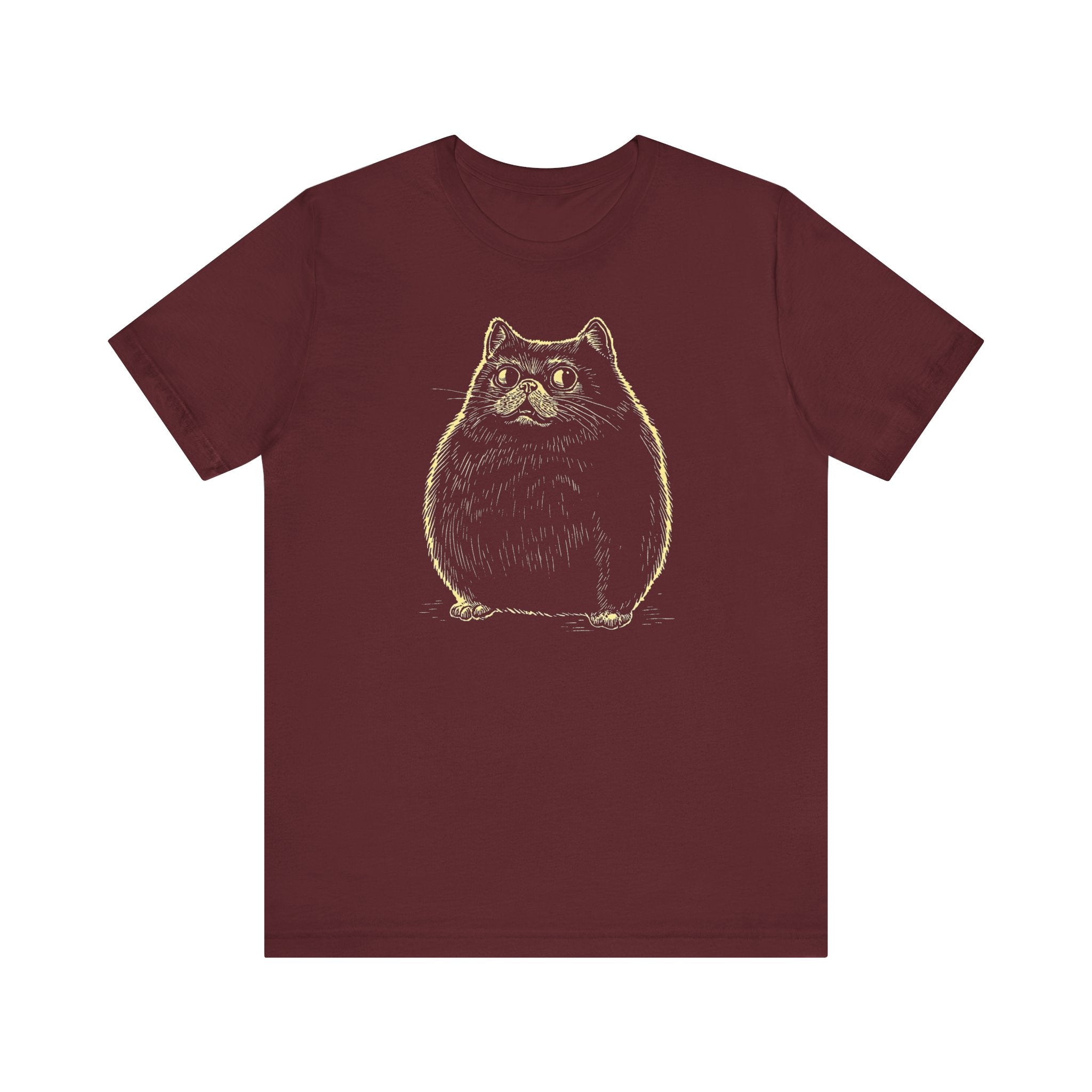 Chubby Black Cat Illustration T-Shirt