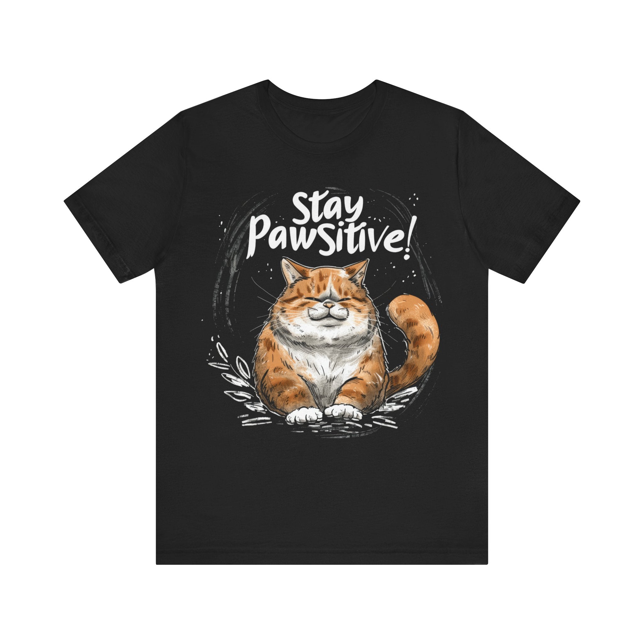 Stay Pawsitive Cat T-Shirt Cute Motivational Cat Lover Tee
