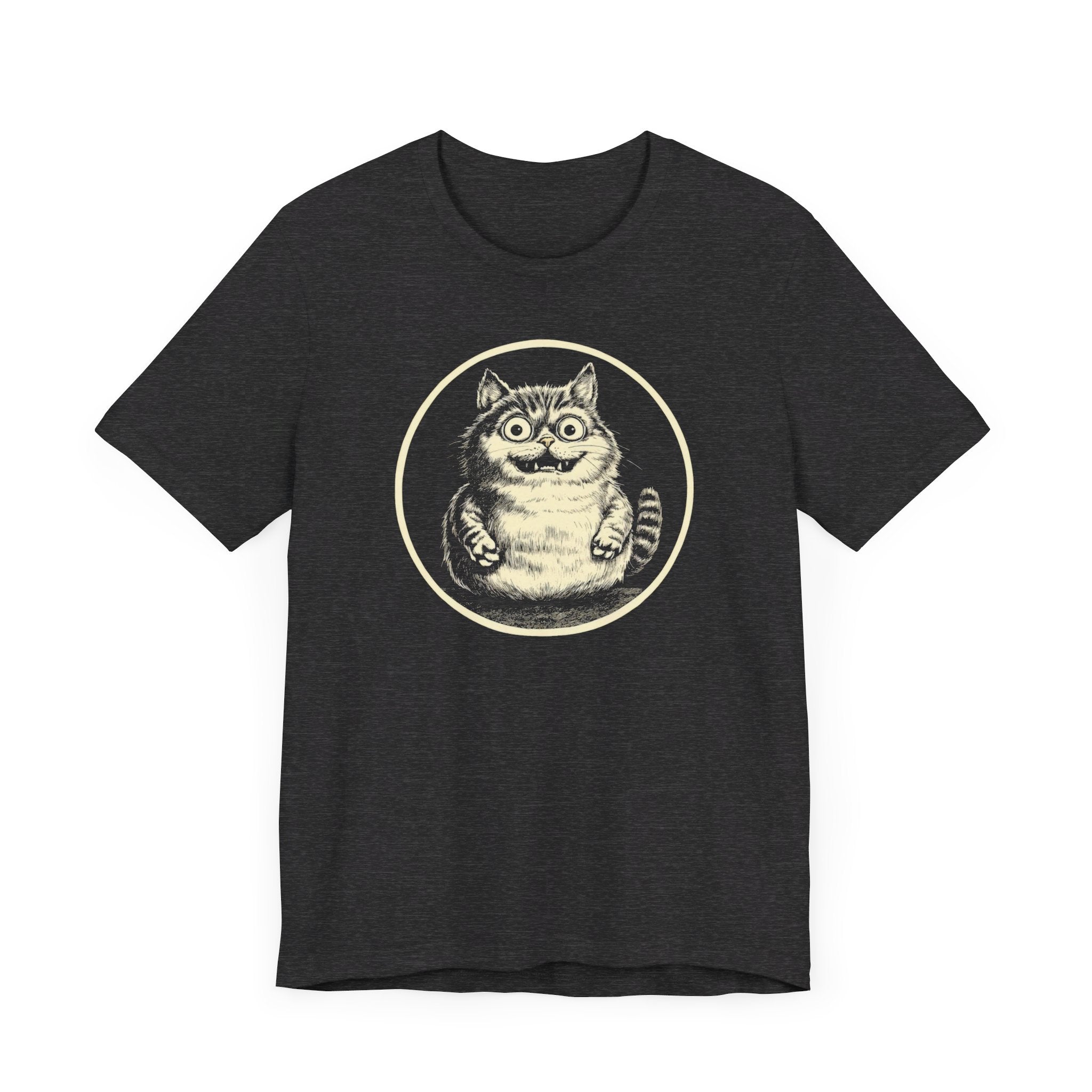 Quirky Happy Cat Graphic Tee – Vintage Style Cat Lover Shirt