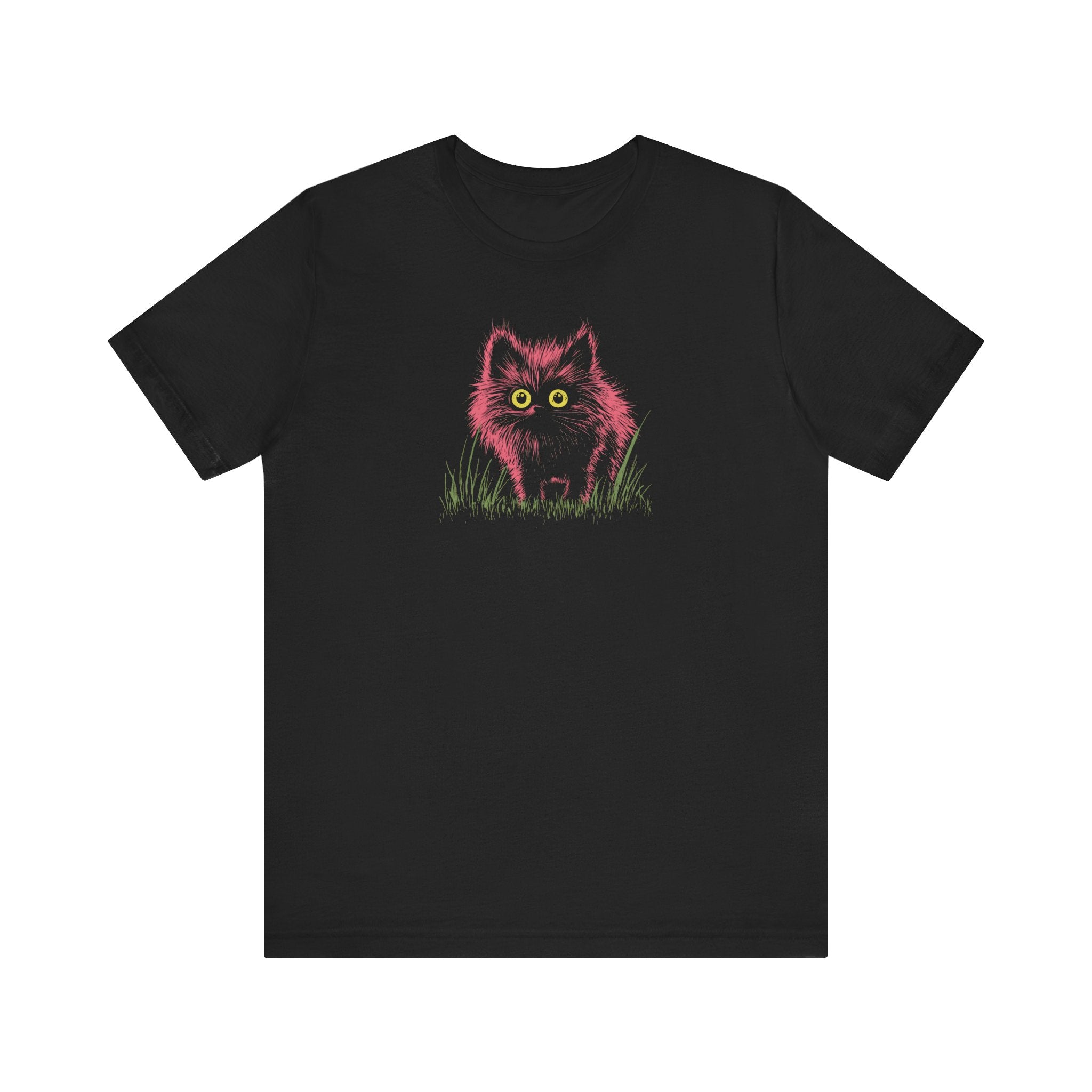 Neon Pink Fluffy Cat Graphic Tee