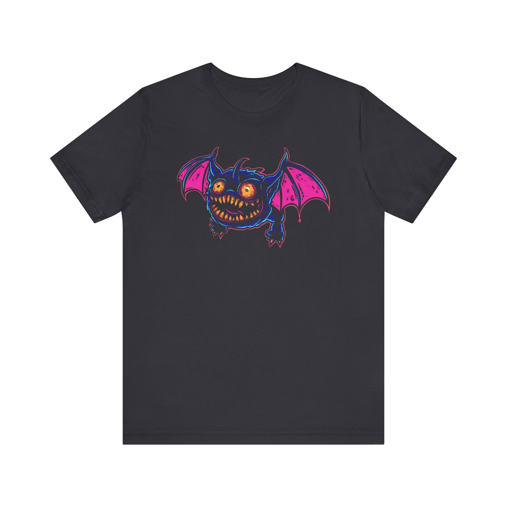 Neon Bat Creature T-Shirt Vibrant Fantasy Monster Graphic Tee