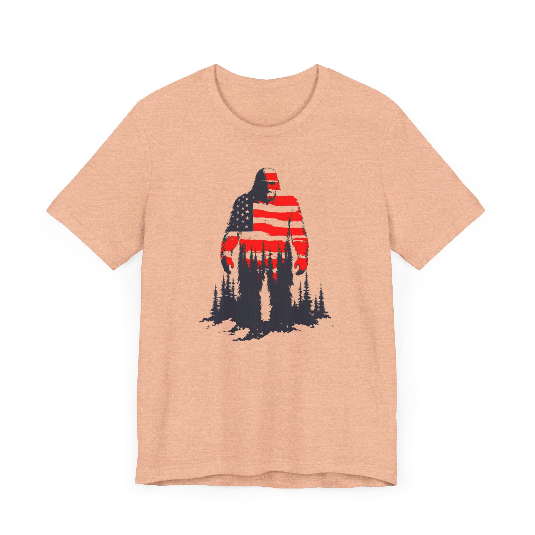 Patriotic Bigfoot T-Shirt American Flag Design