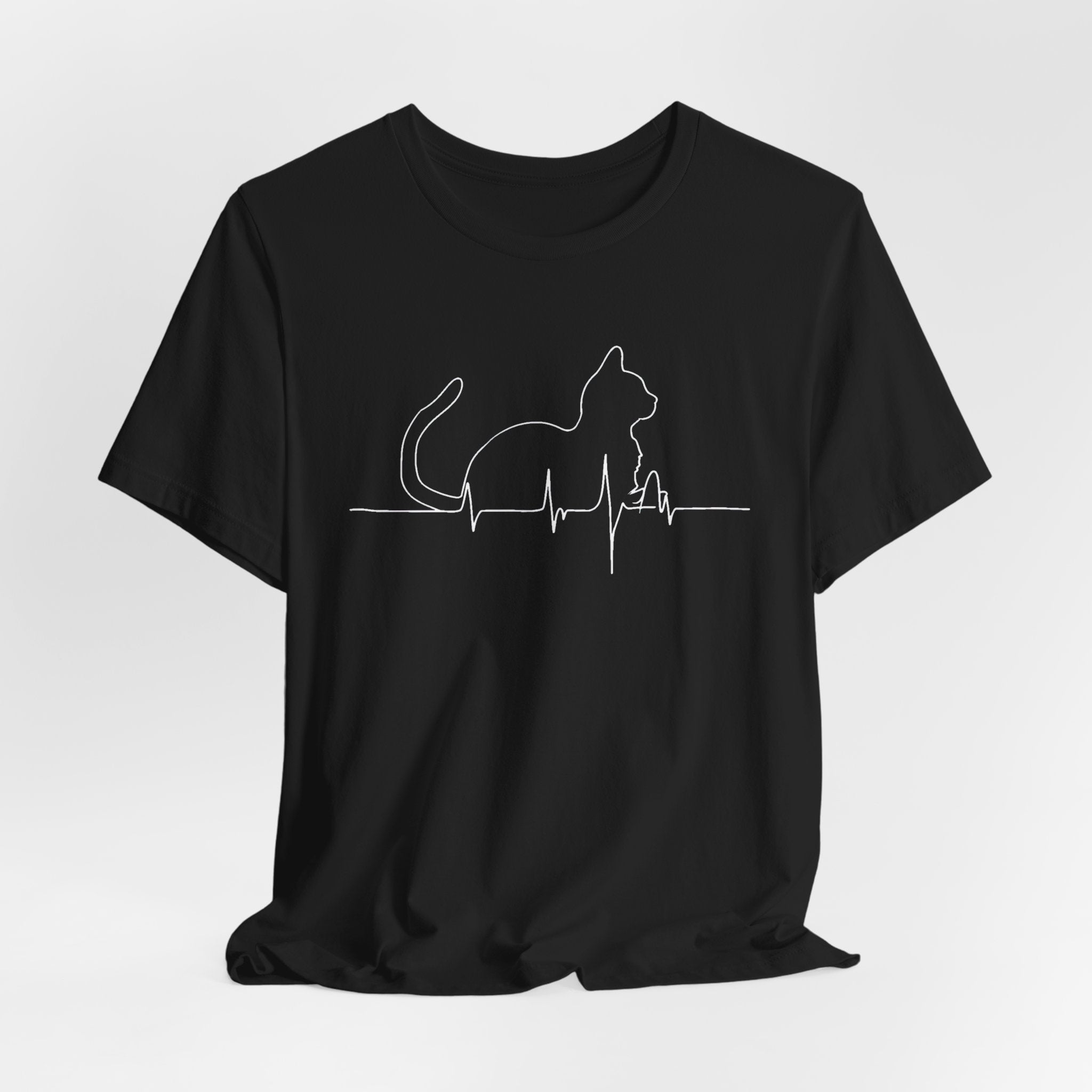 Cat Heartbeat Line Art Shirt Minimalist Cat Lover Gift
