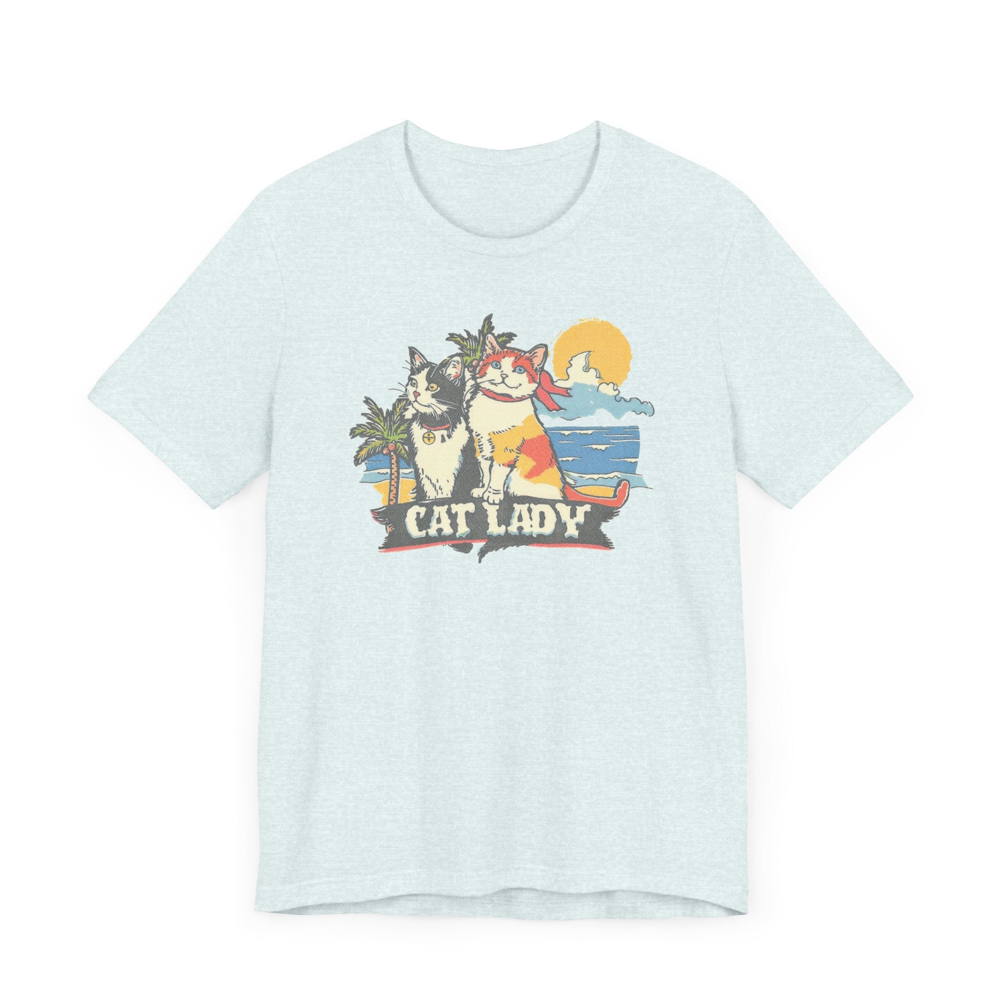 Cat Lady Beach T-Shirt - Fun Summer Feline Graphic Tee