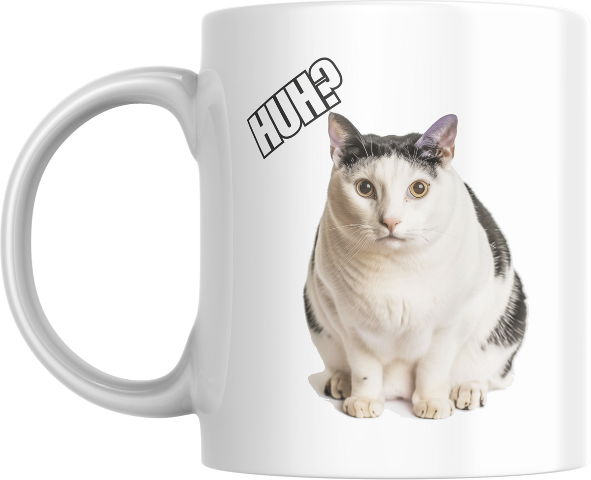 HUH Cat Meme 11oz White Mug – fluffytamer