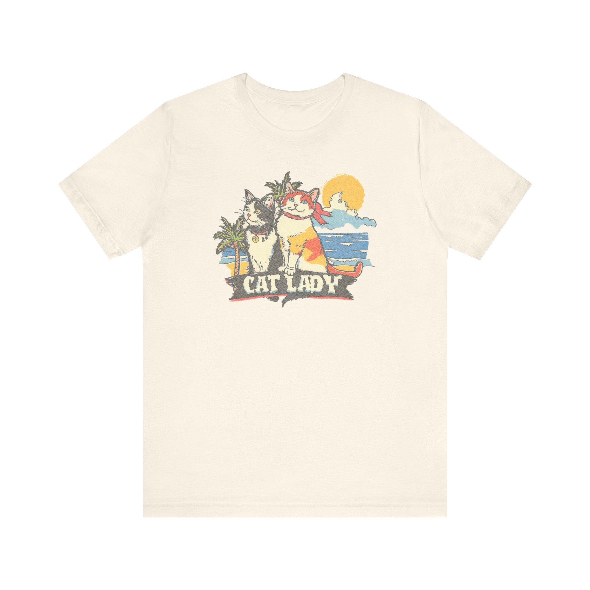 Cat Lady Beach T-Shirt - Fun Summer Feline Graphic Tee