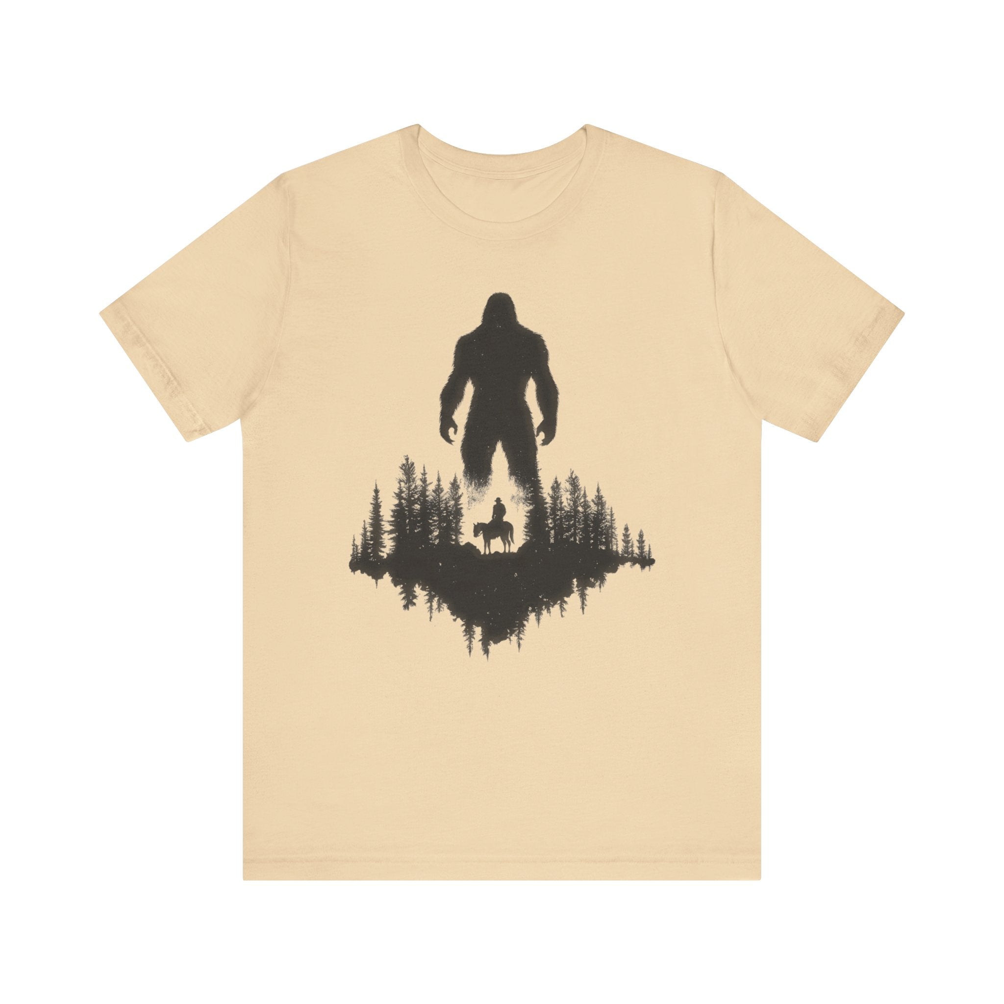 Bigfoot Silhouette Forest T-Shirt Mysterious Adventure Design