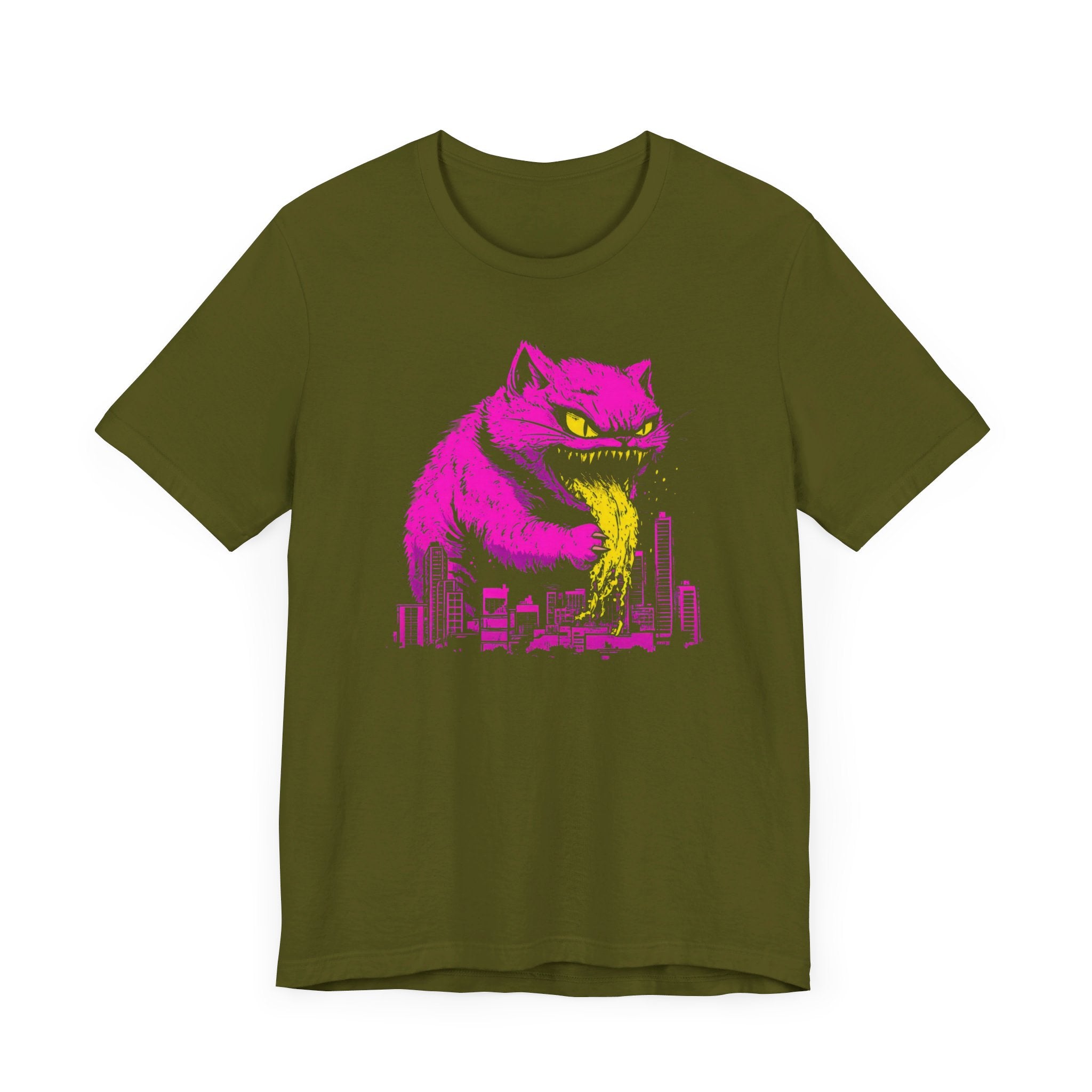 Catzilla Neon Fury T-Shirt Pink Monster Cat Design