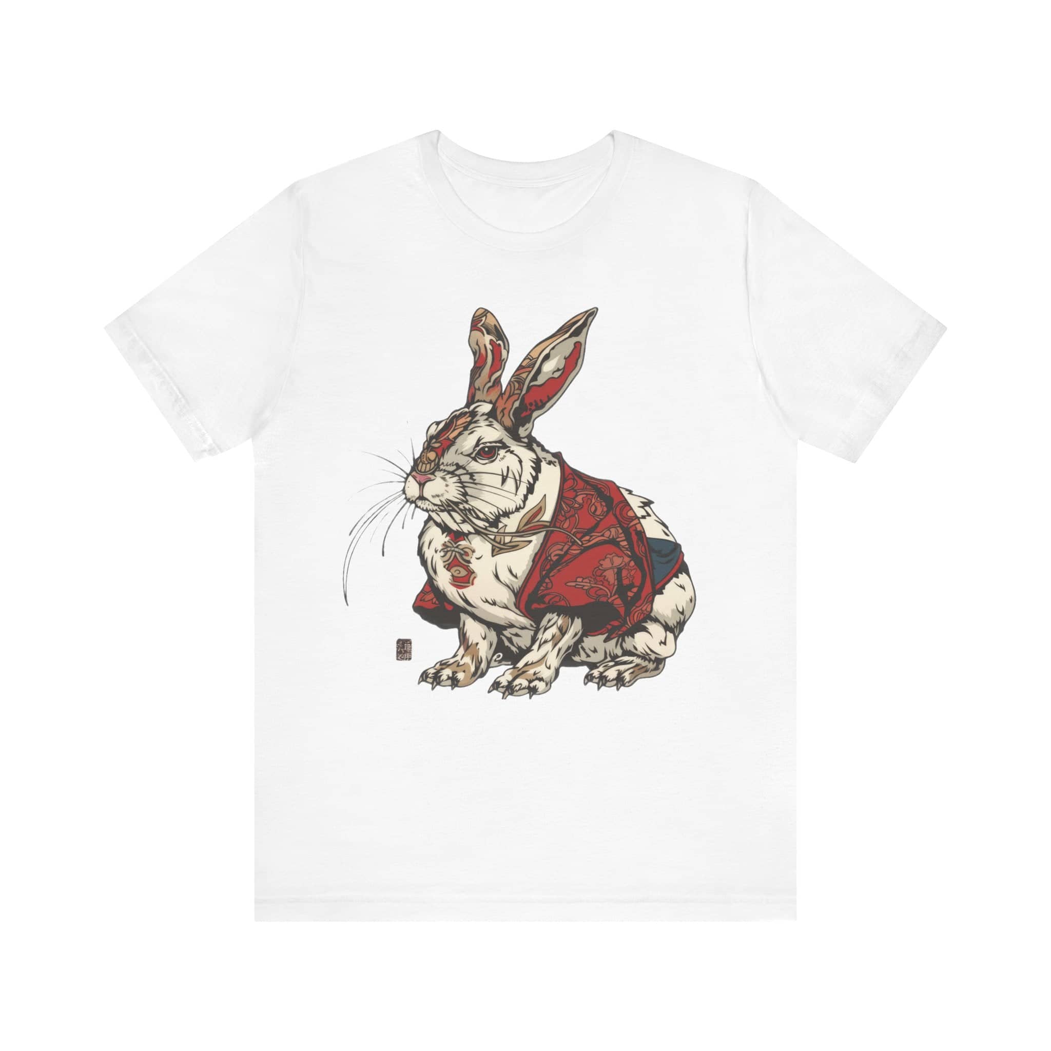 Intricate Samurai Rabbit T-Shirt, Japanese Warrior Bunny Design, Artistic Animal Graphic Tee, Traditional Japan Inspired Rabbit Art Tee