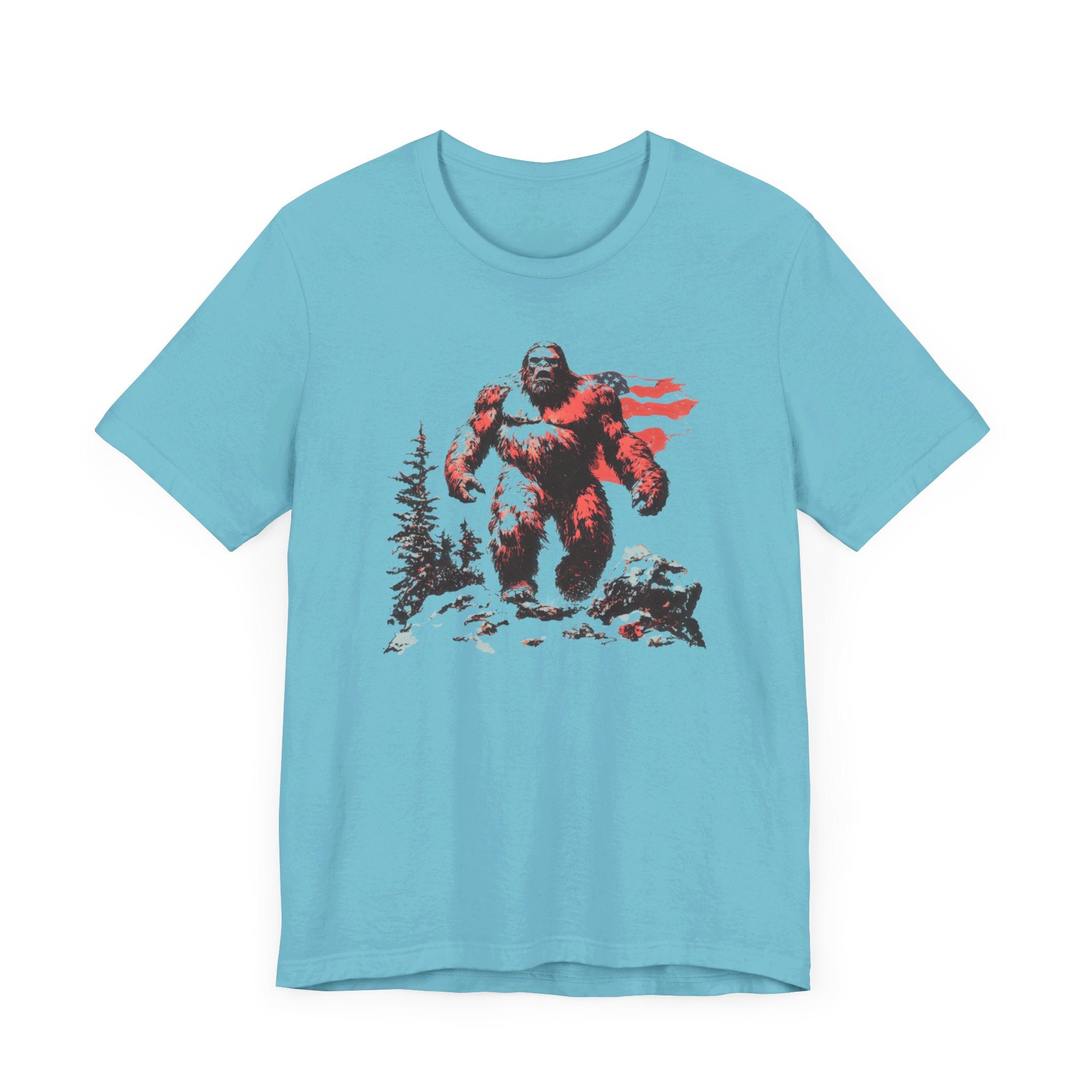 Patriotic Bigfoot T-Shirt American Flag Design