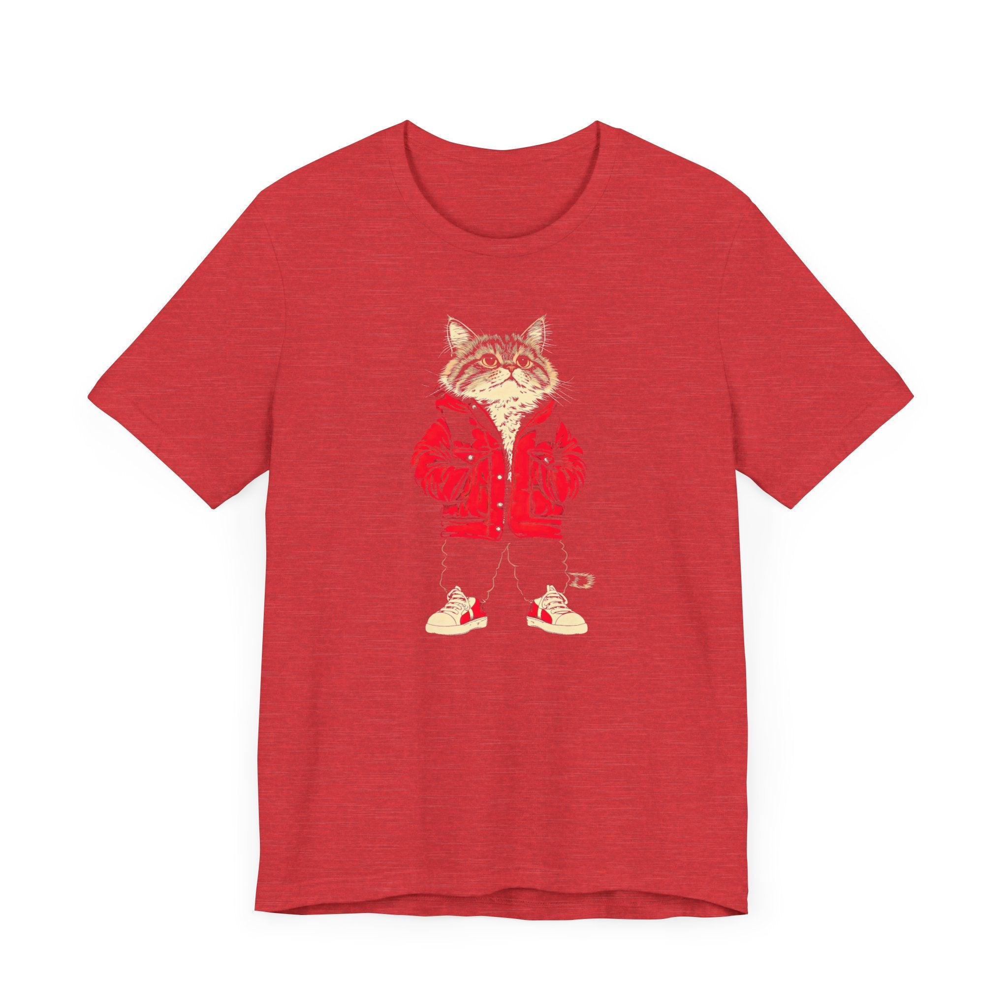 Cool Cat in Red Jacket Graphic Tee