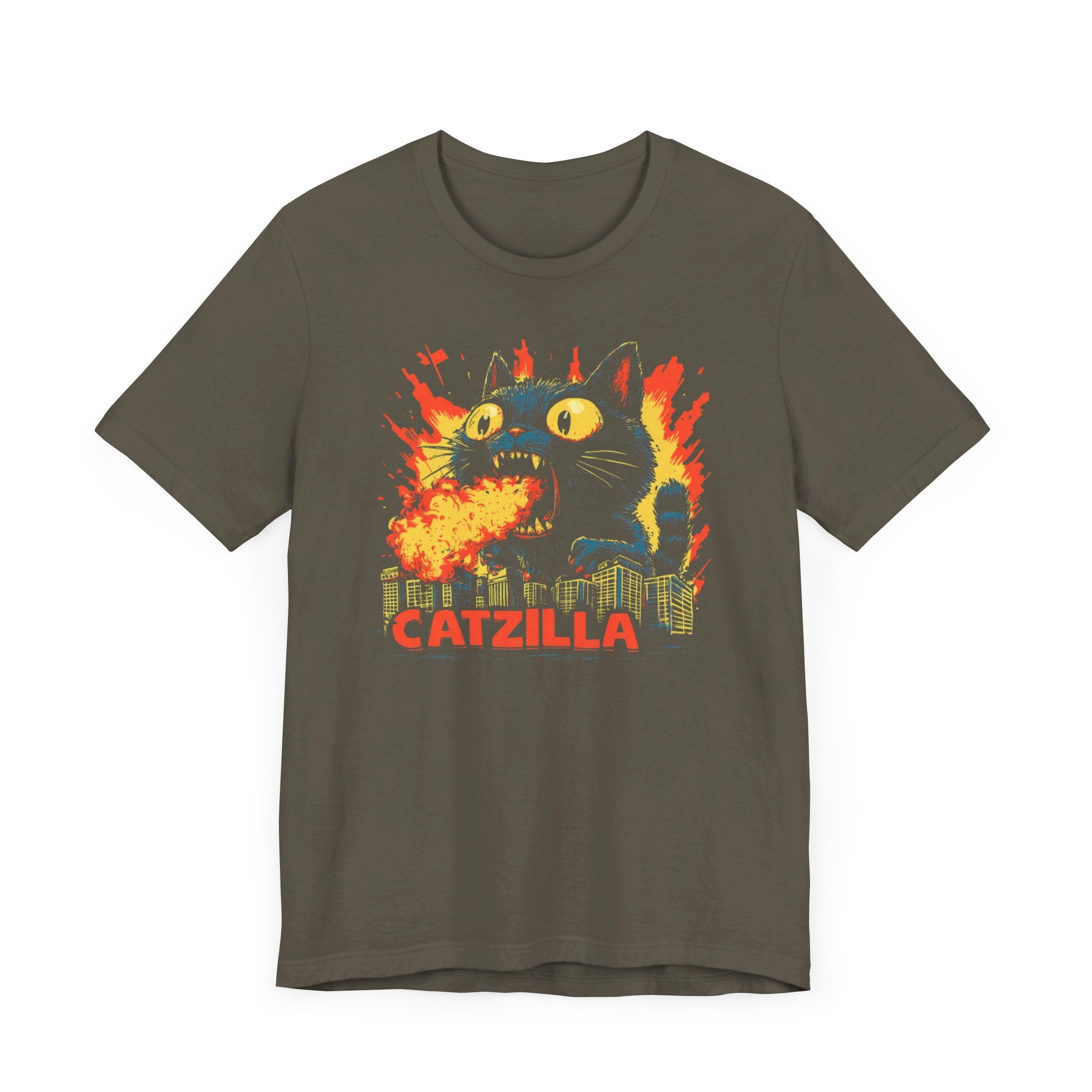 Catzilla Firebreath T-Shirt Fierce Cat Flame Design