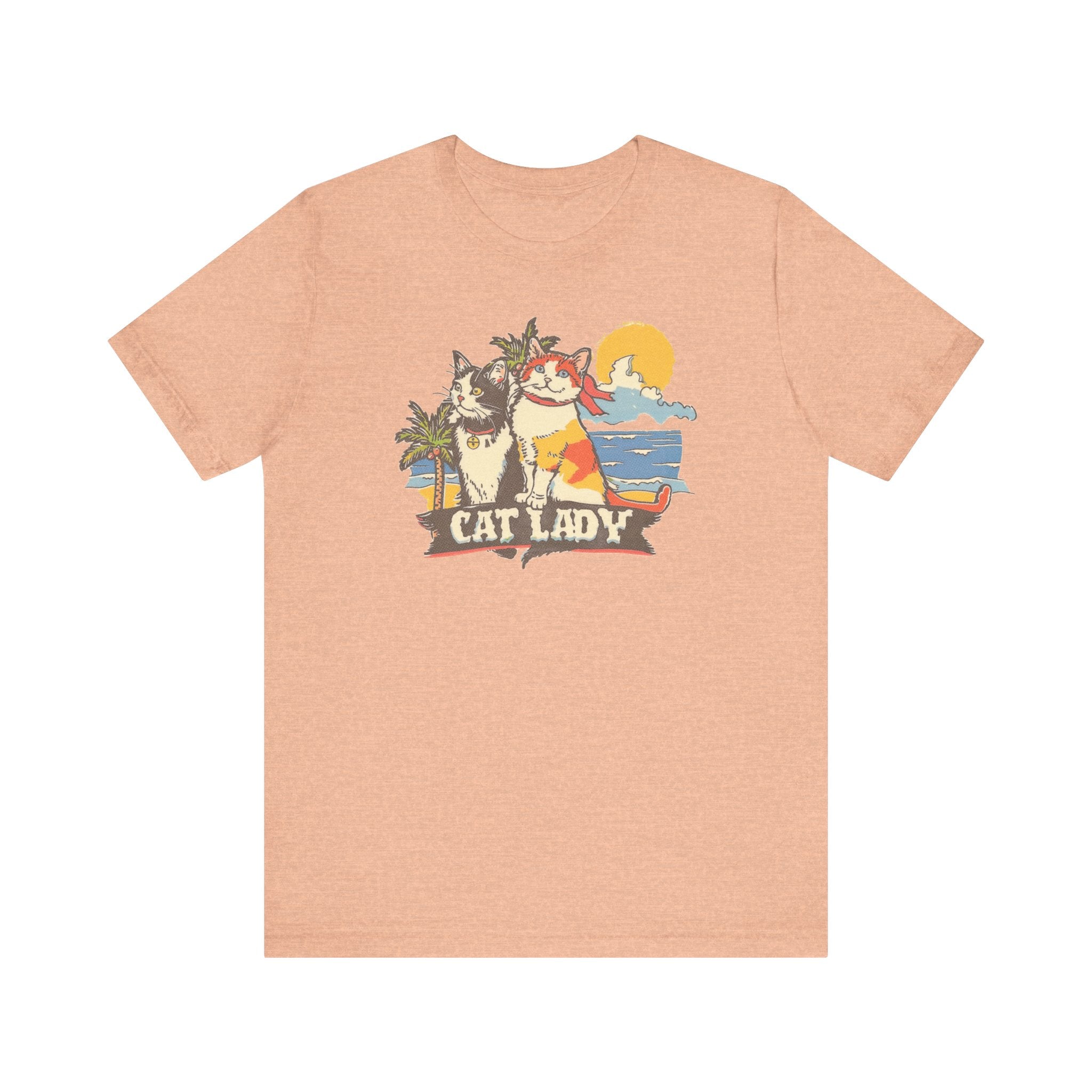 Cat Lady Beach T-Shirt - Fun Summer Feline Graphic Tee