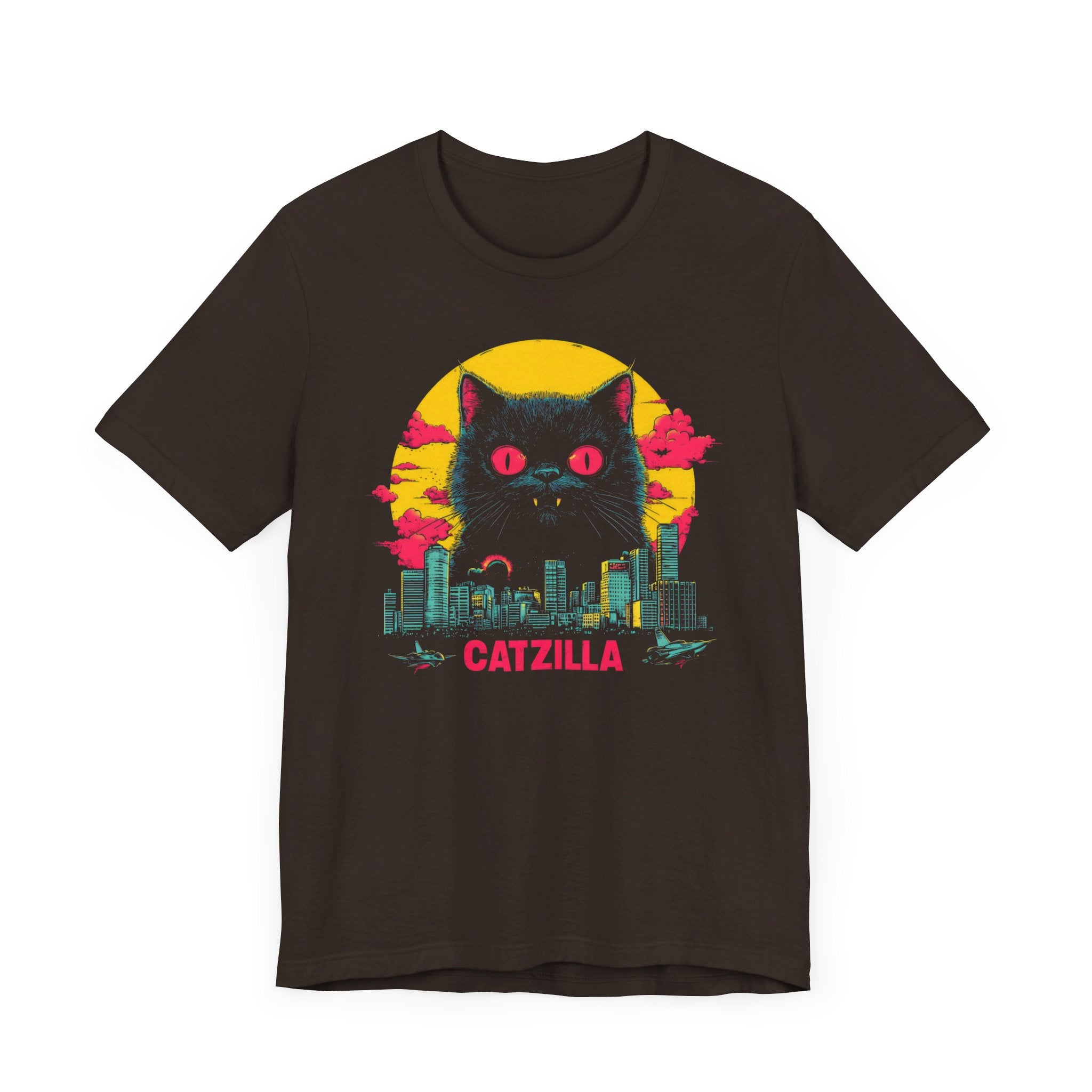 Catzilla Neon Night T-Shirt Retro Cat City Design