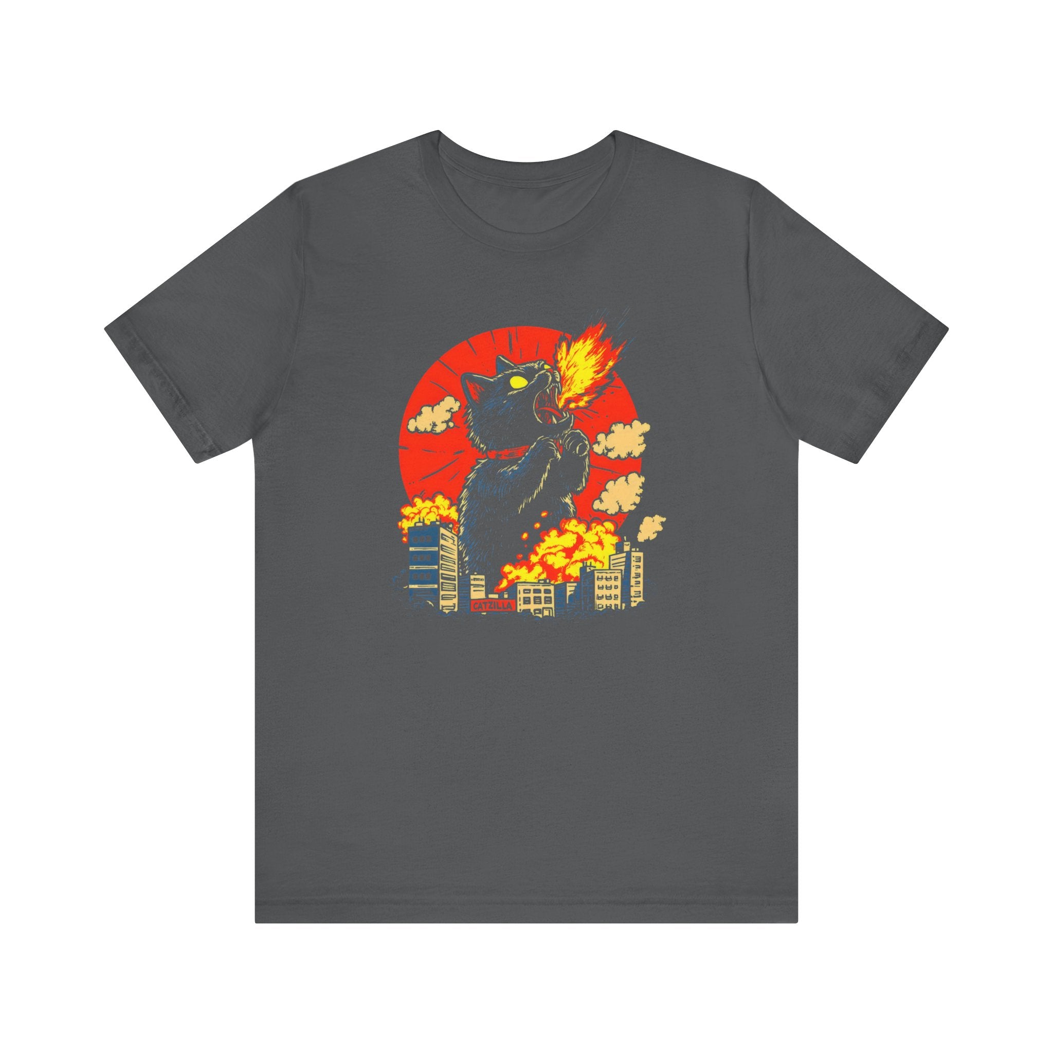 Catzilla Flame Roar T-Shirt Black Cat Firebreath Design