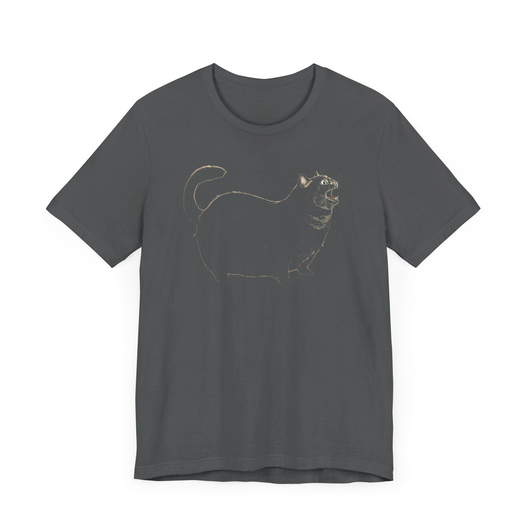 Yowling Chonky Cat Silhouette T-Shirt Funny Cat Lover Tee