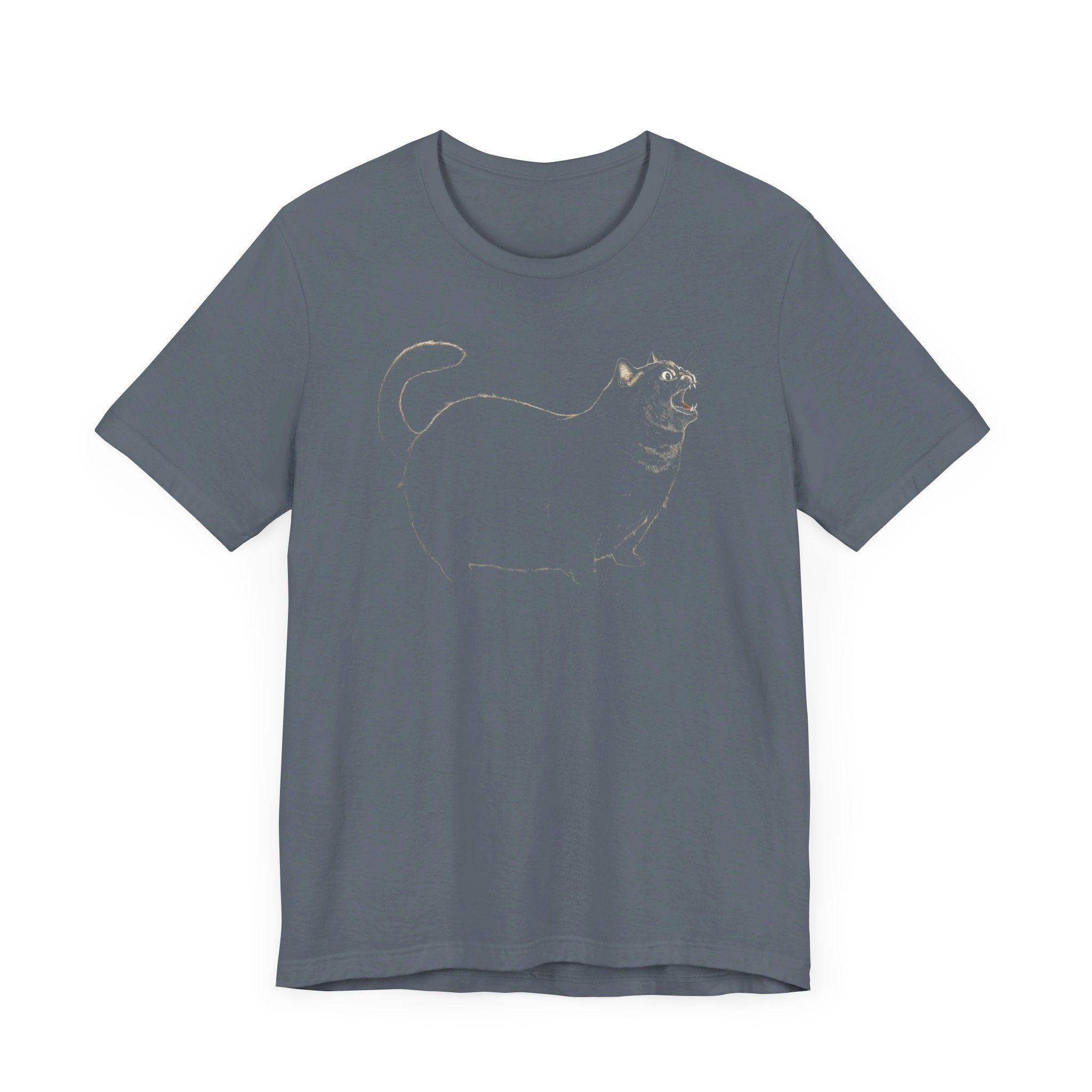 Yowling Chonky Cat Silhouette T-Shirt Funny Cat Lover Tee