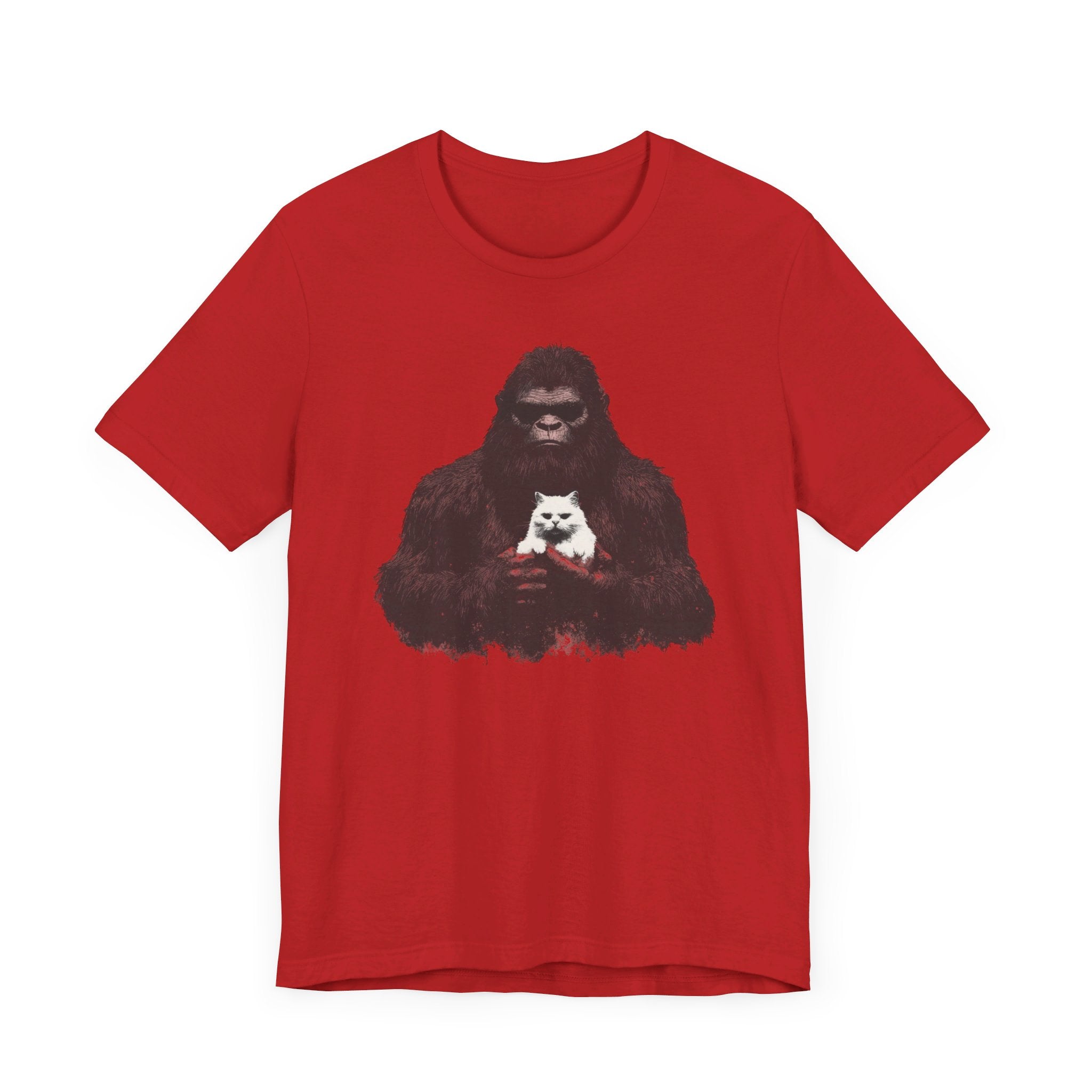 Bigfoot with Cat T-Shirt Funny Parody Design